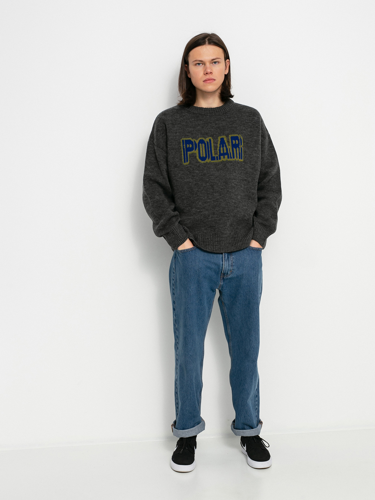 Polar Skate Earthquake Logo Knit Pulóver (grey)