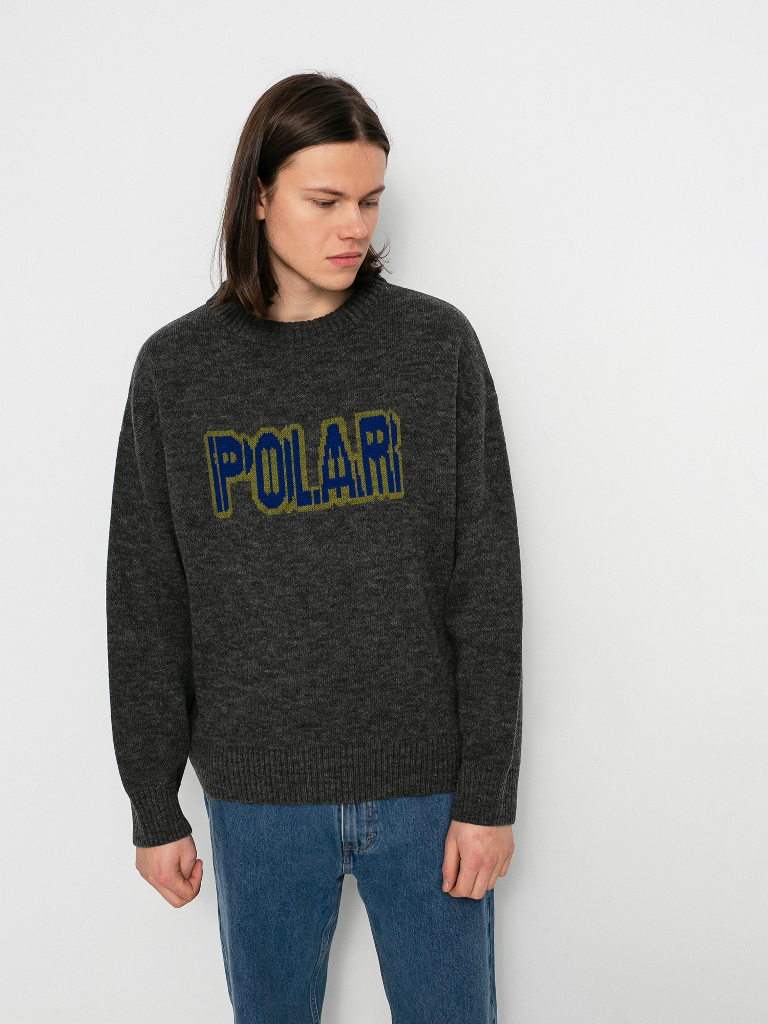 Polar Skate Earthquake Logo Knit Pulóver (grey)