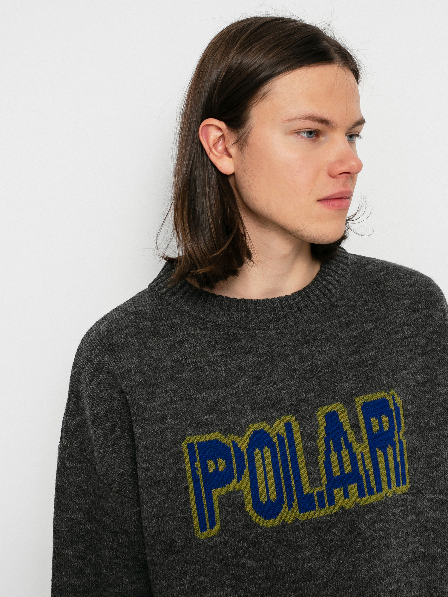 Polar Skate Earthquake Logo Knit Pulóver (grey)