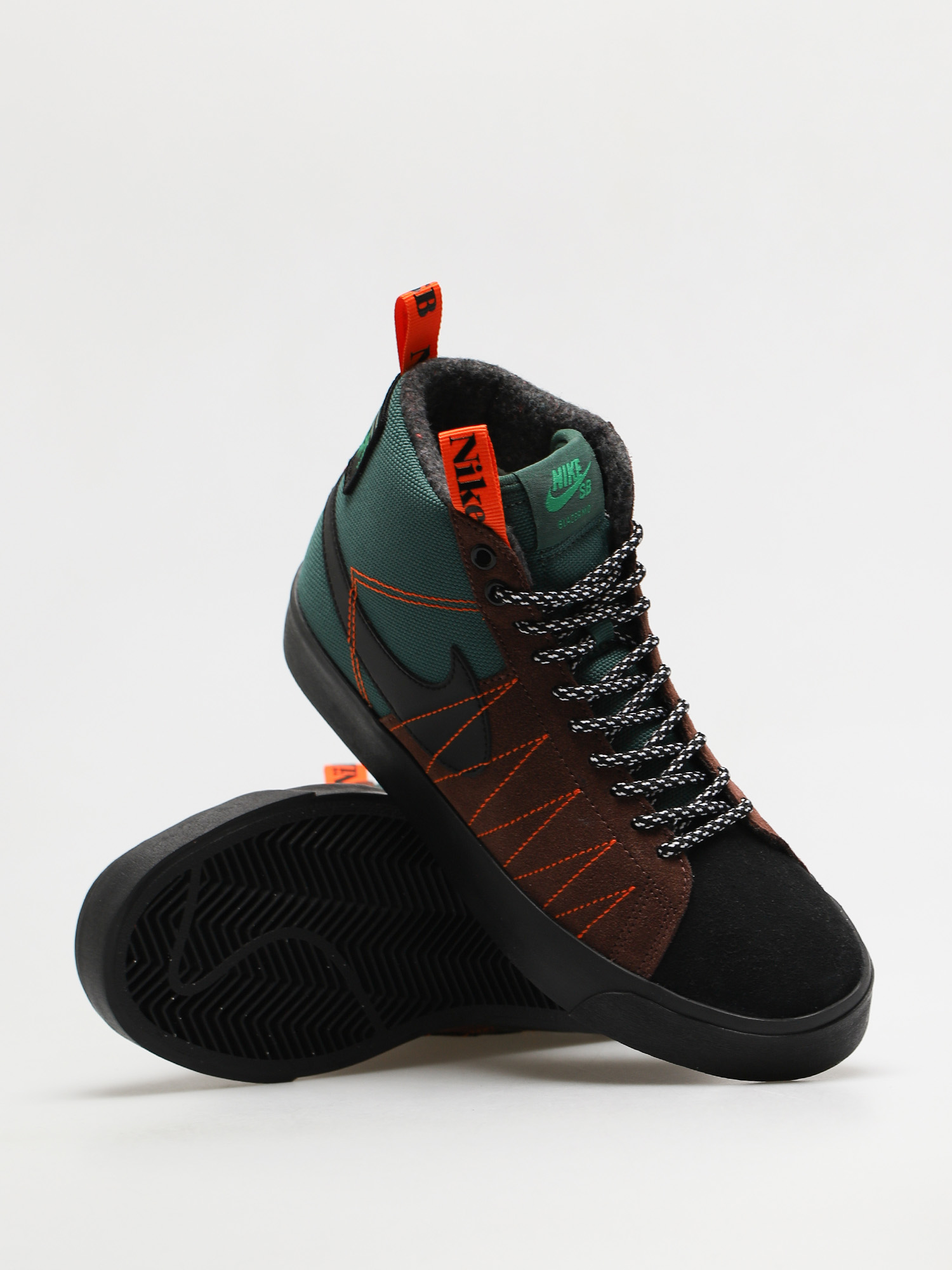 Nike SB Zoom Blazer Mid Premium Cipők (noble green/black white safety orange)