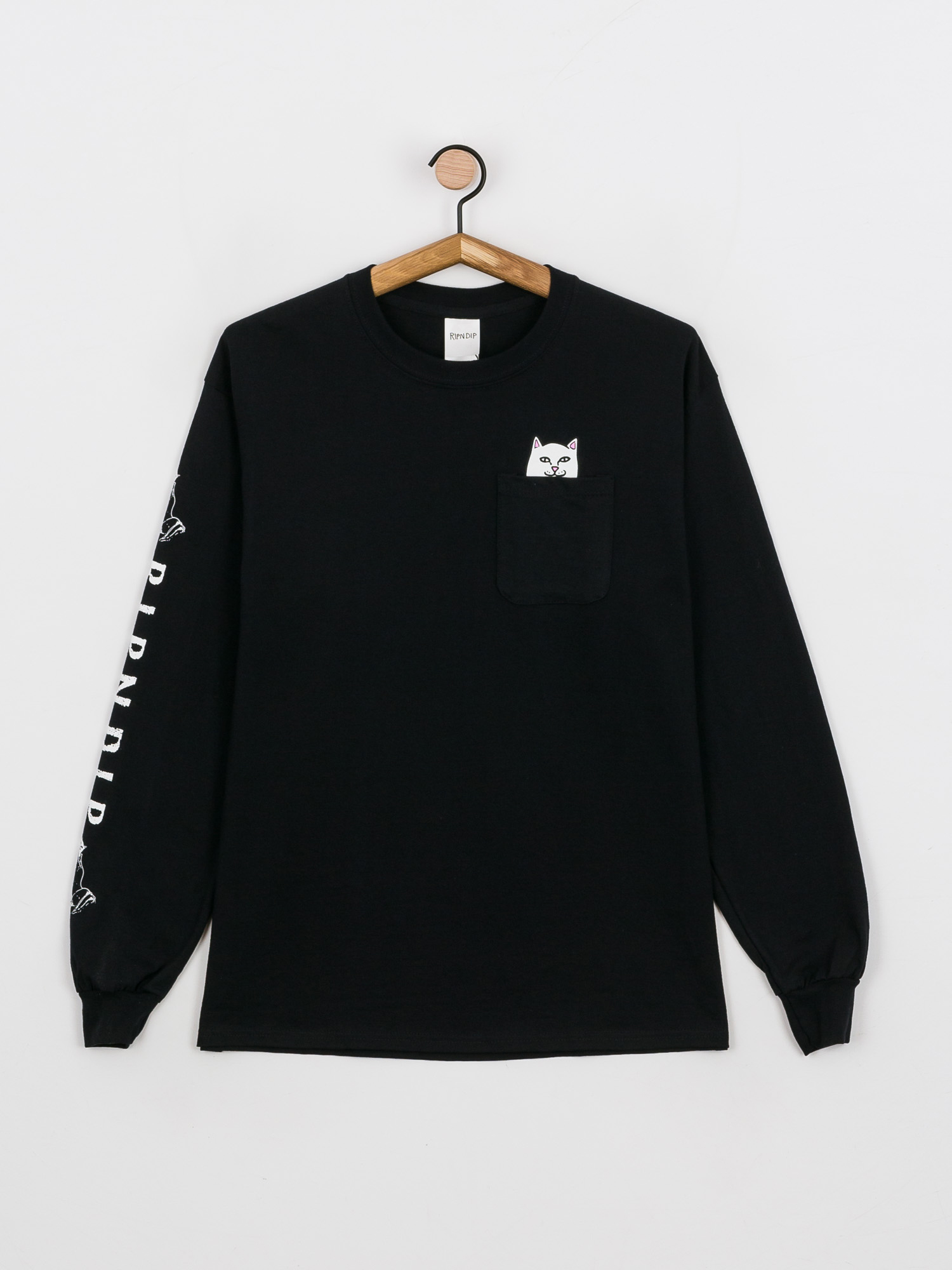 Hosszú ujjú felső RipNDip Lord Nermal Pocket (black)