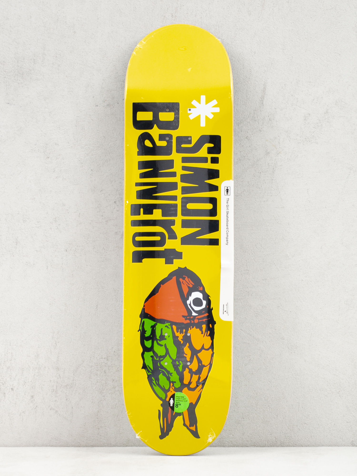 Girl Skateboard Bannerot Pictograph Gördeszka lap (yellow)