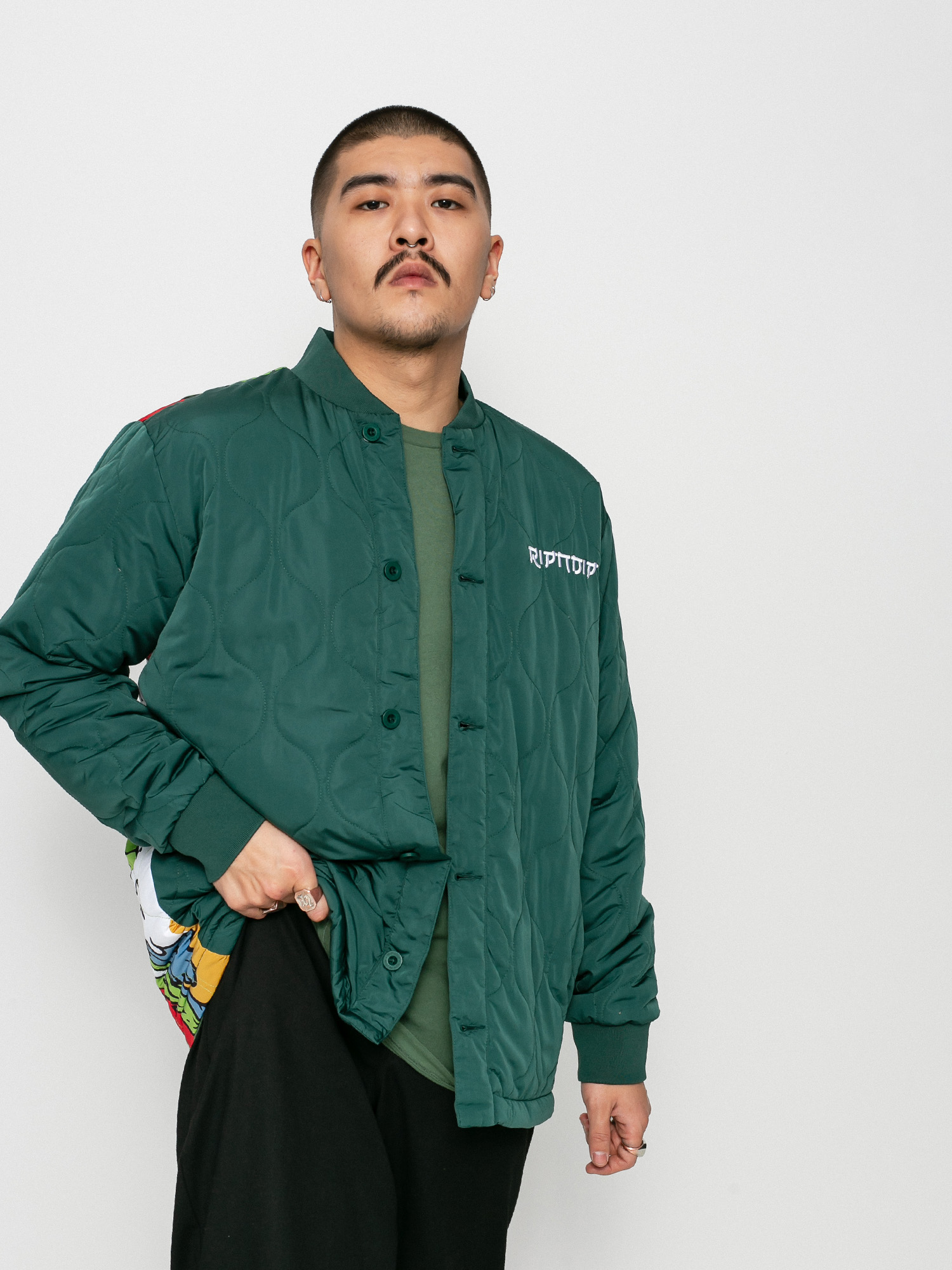 RipNDip Nermurari Warrior Quilted Bomber Dzseki (pine green)
