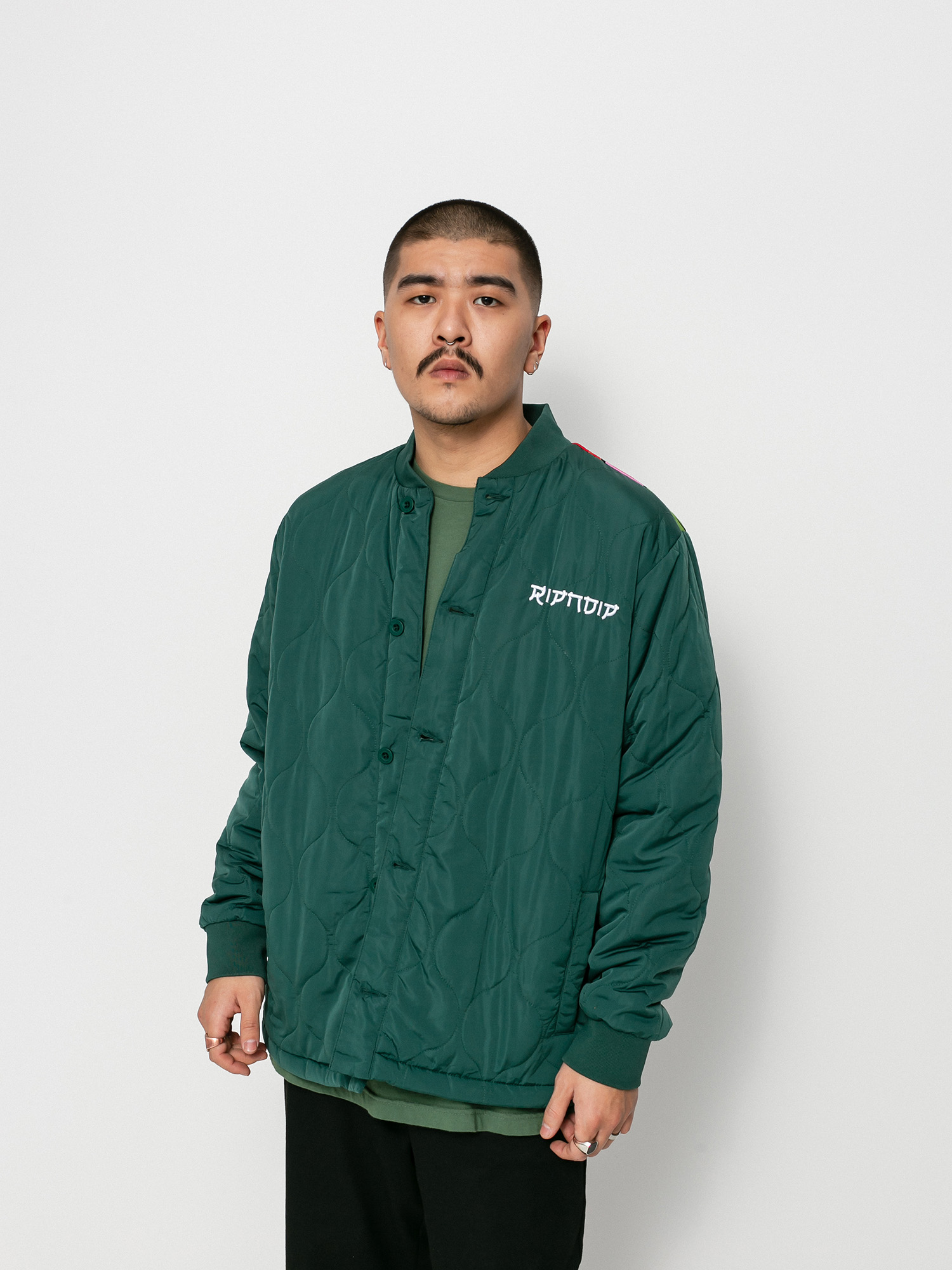 RipNDip Nermurari Warrior Quilted Bomber Dzseki (pine green)