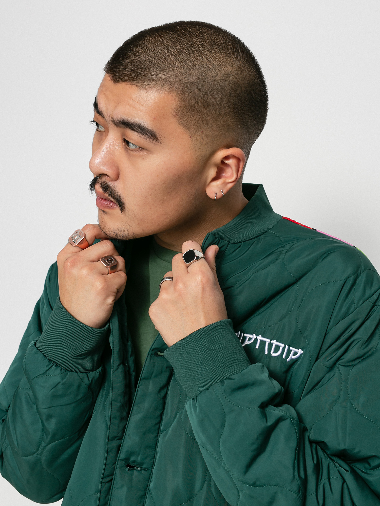 RipNDip Nermurari Warrior Quilted Bomber Dzseki (pine green)
