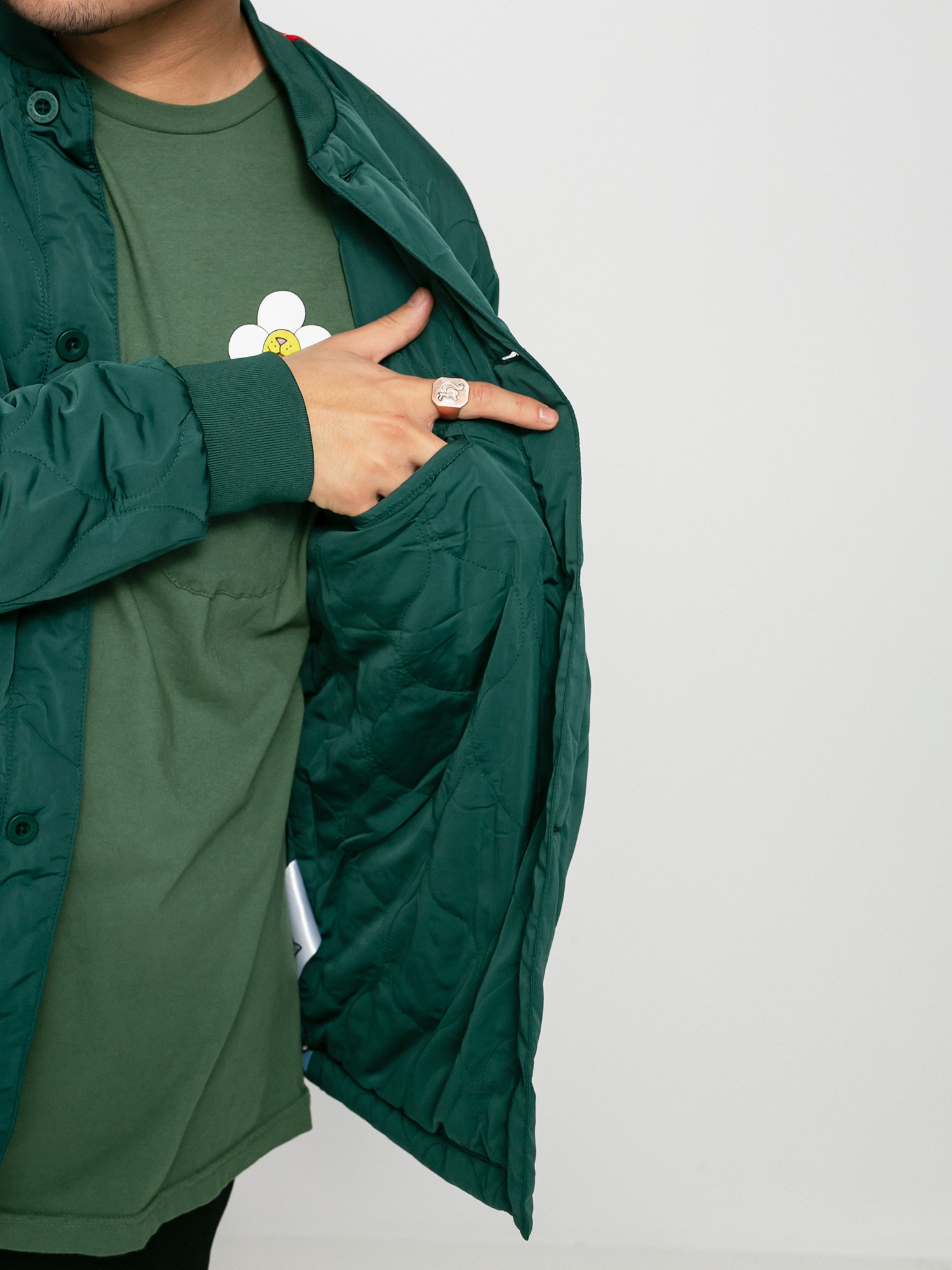 RipNDip Nermurari Warrior Quilted Bomber Dzseki (pine green)