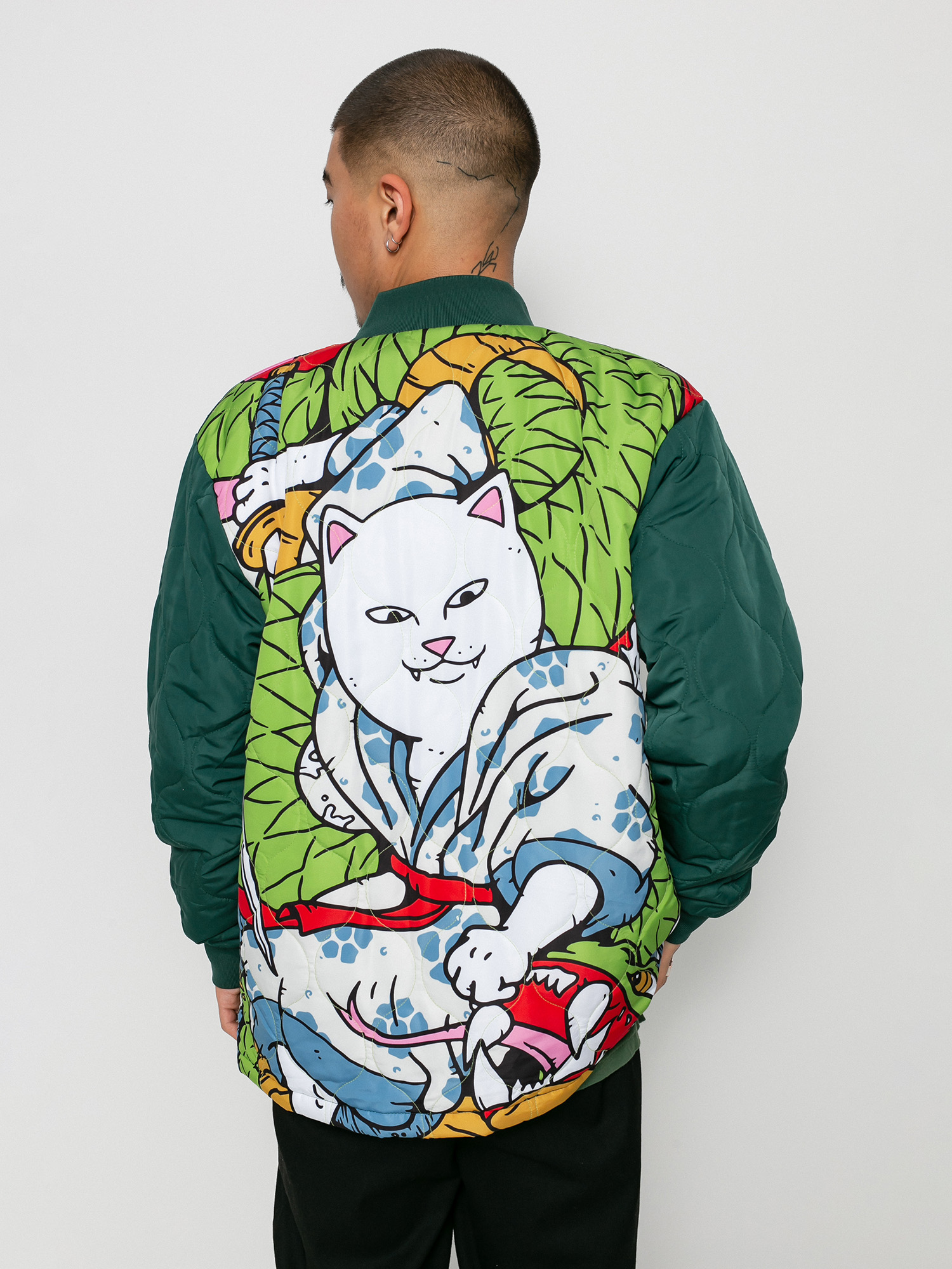 RipNDip Nermurari Warrior Quilted Bomber Dzseki (pine green)