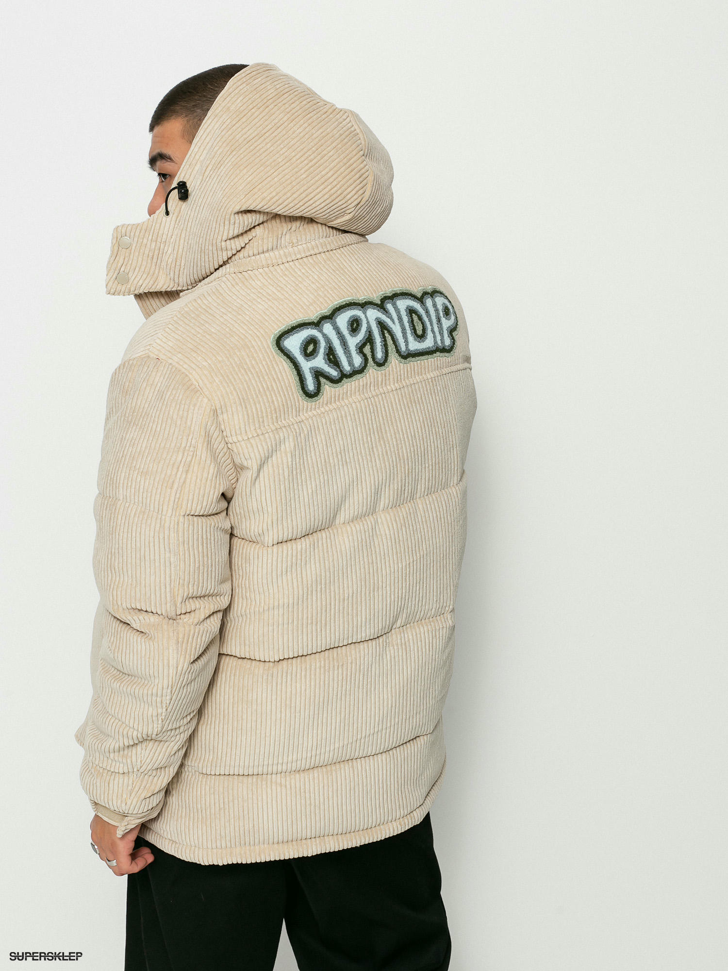 RipNDip Intertwined Corduroy Puffer Dzseki (khaki)