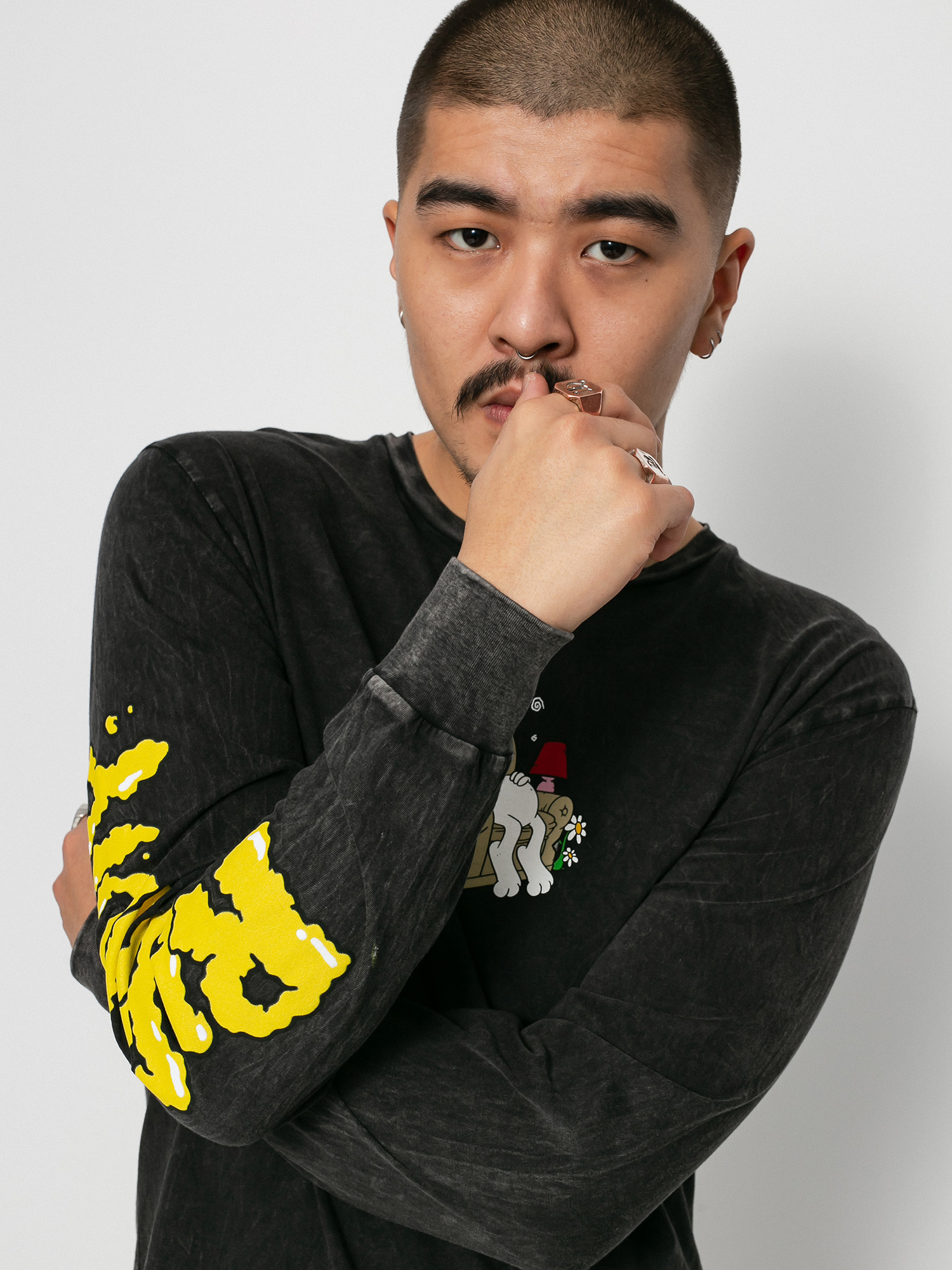 RipNDip 3 Moods Hosszú ujjú felső (black mineral wash)