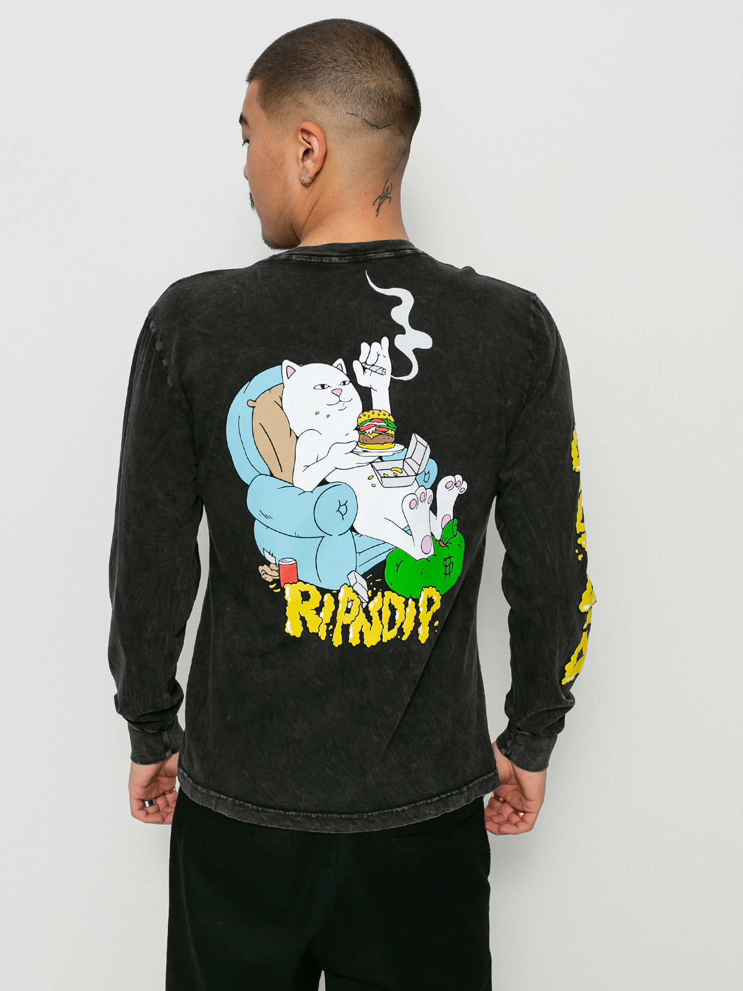 RipNDip 3 Moods Hosszú ujjú felső (black mineral wash)