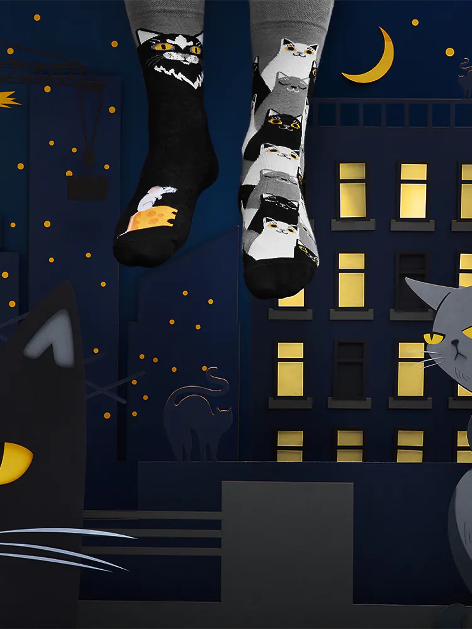 Many Mornings Black Cat Zokni (black/grey)