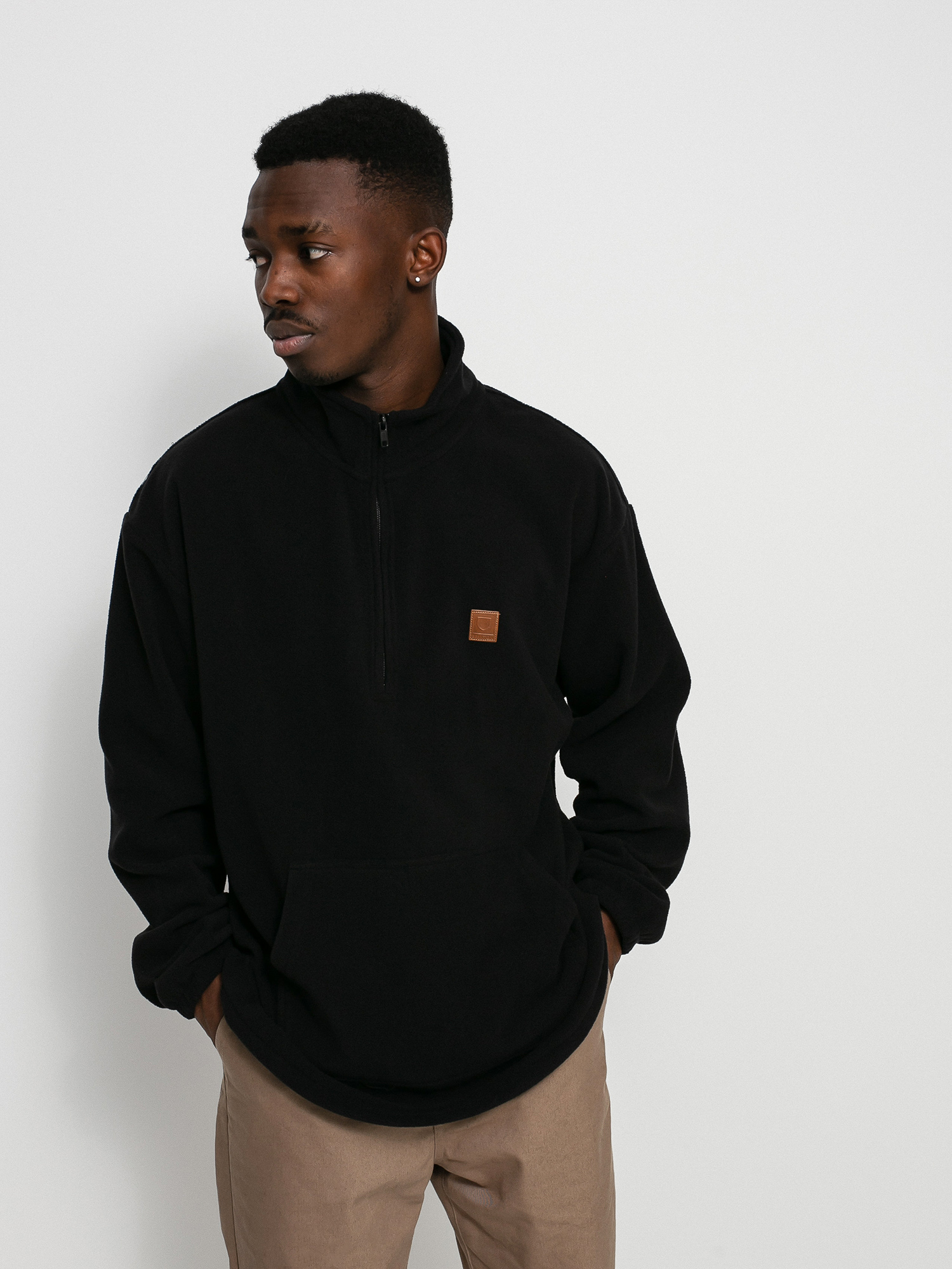 Brixton Beta Mock Neck 1/2 Zip HD Kapucnis pulóver (black)