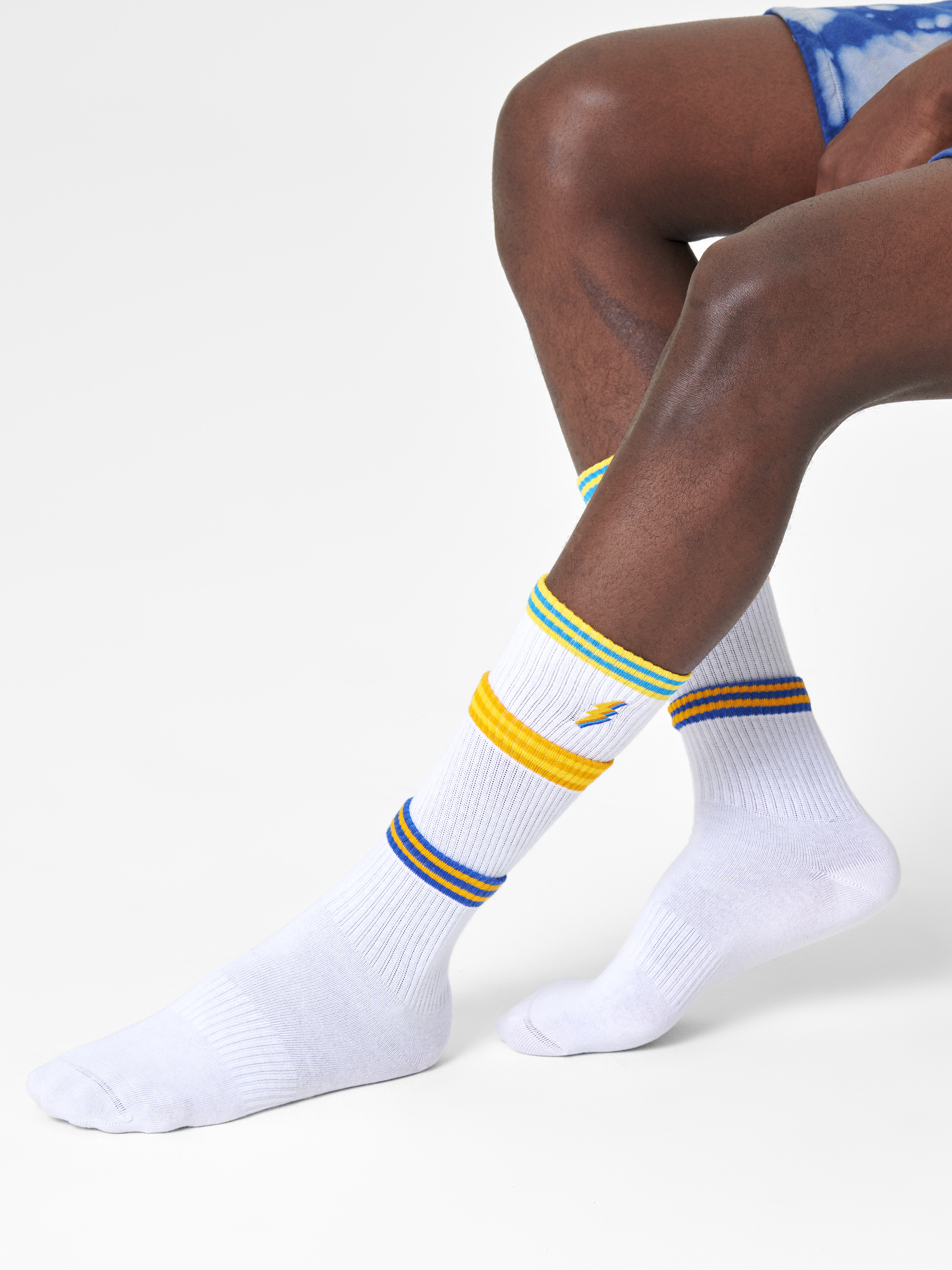 Happy Socks Colors Cuff Thin Crew Zokni (white/multi)