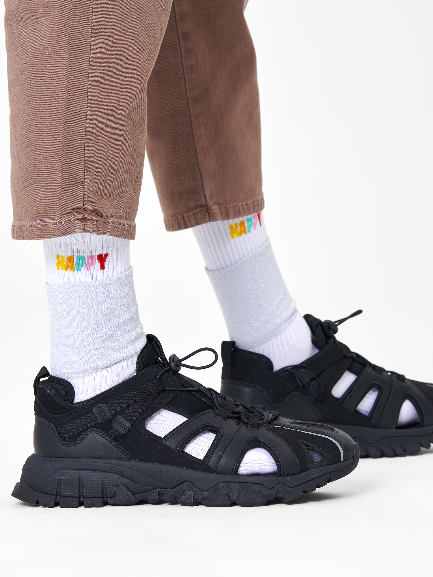 Happy Socks Cuff 3/4 Crew Zokni (white)