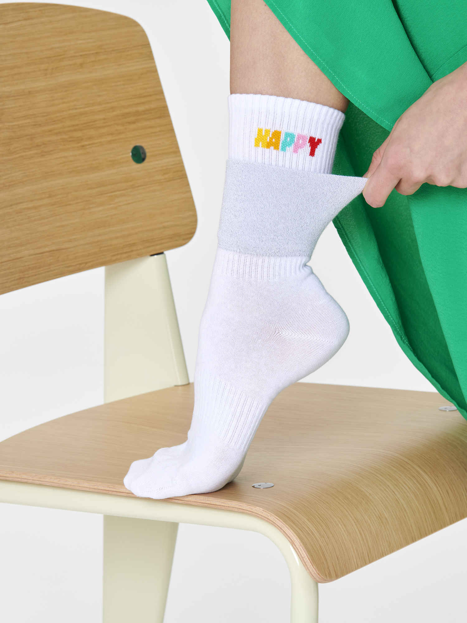 Happy Socks Cuff 3/4 Crew Zokni (white)