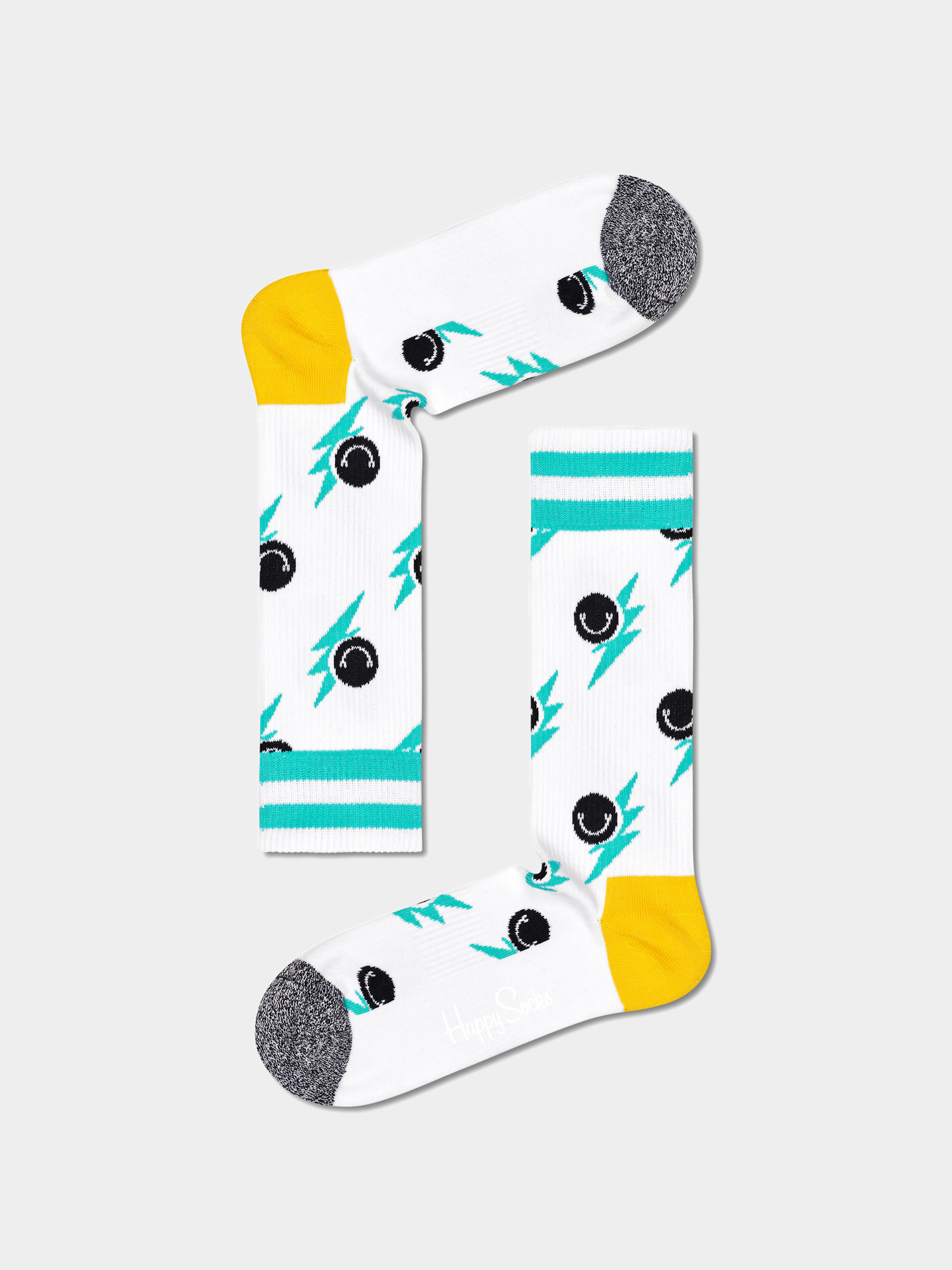 Happy Socks Smile Flash Crew Zokni (white/mint)