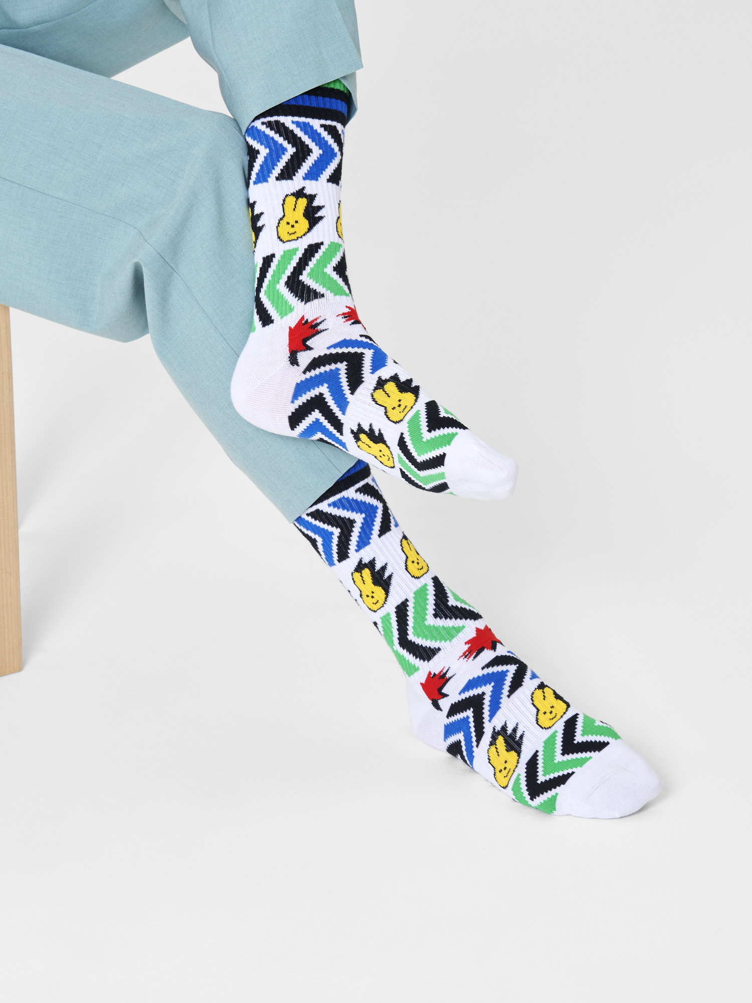 Happy Socks Speed Thin Crew Zokni (white/multi)