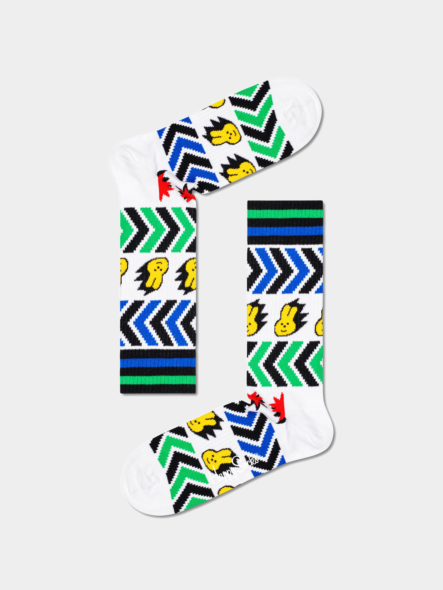 Happy Socks Speed Thin Crew Zokni (white/multi)
