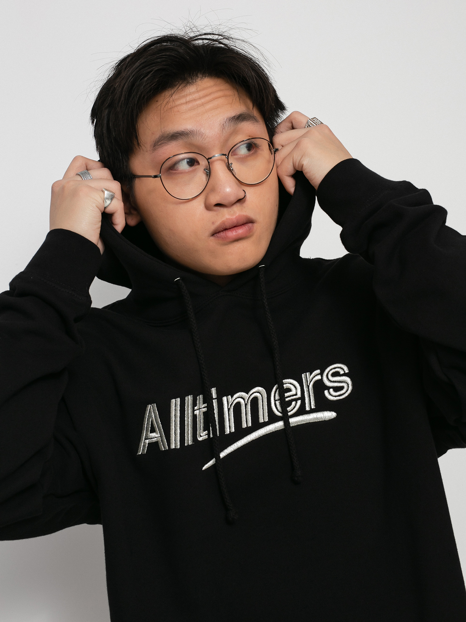 Alltimers Estate Embroidered HD Kapucnis pulóver (black/silver)
