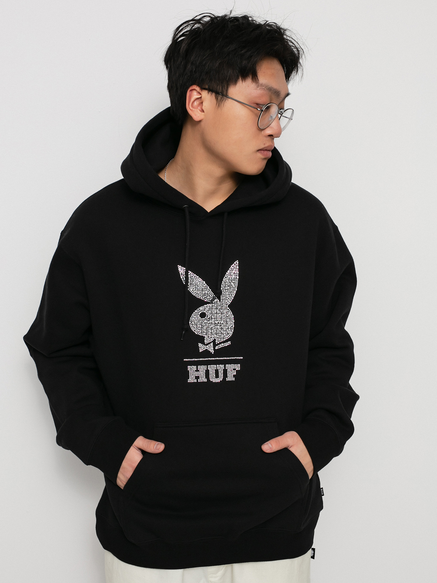 HUF X Playboy Rhinestone HD Kapucnis pulóver (black)