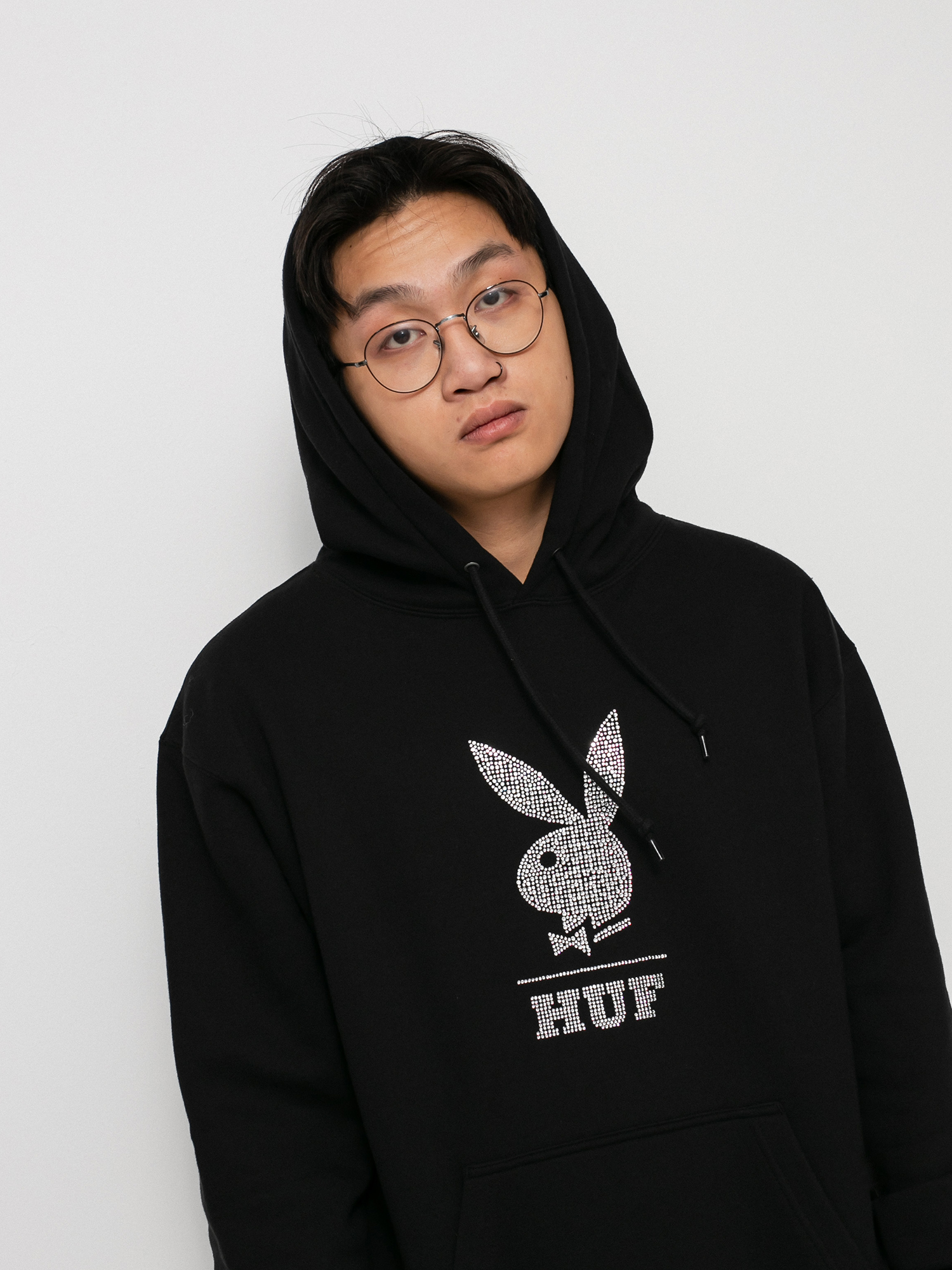 HUF X Playboy Rhinestone HD Kapucnis pulóver (black)