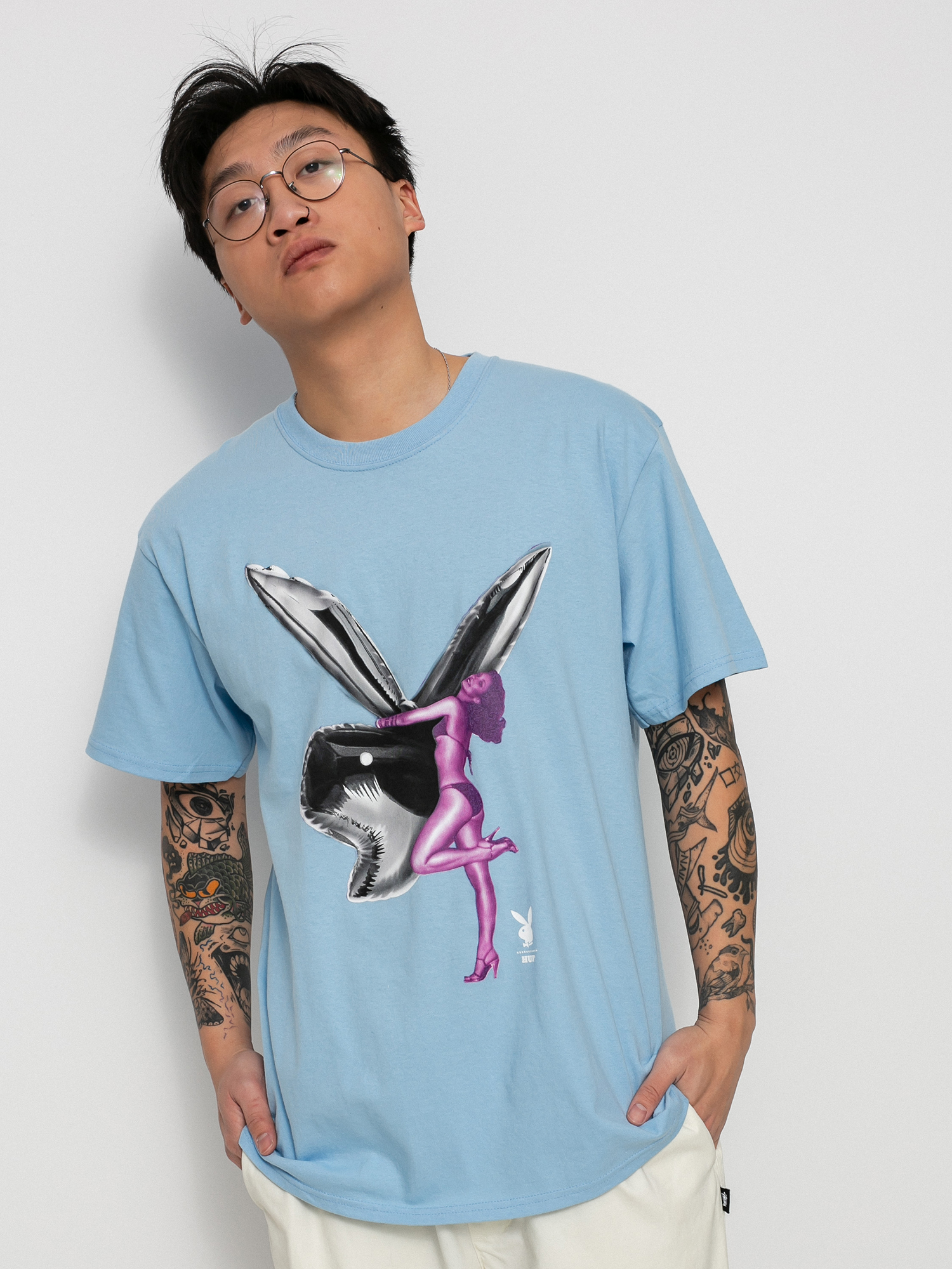 HUF X Playboy Bunny Balloon póló (light blue)
