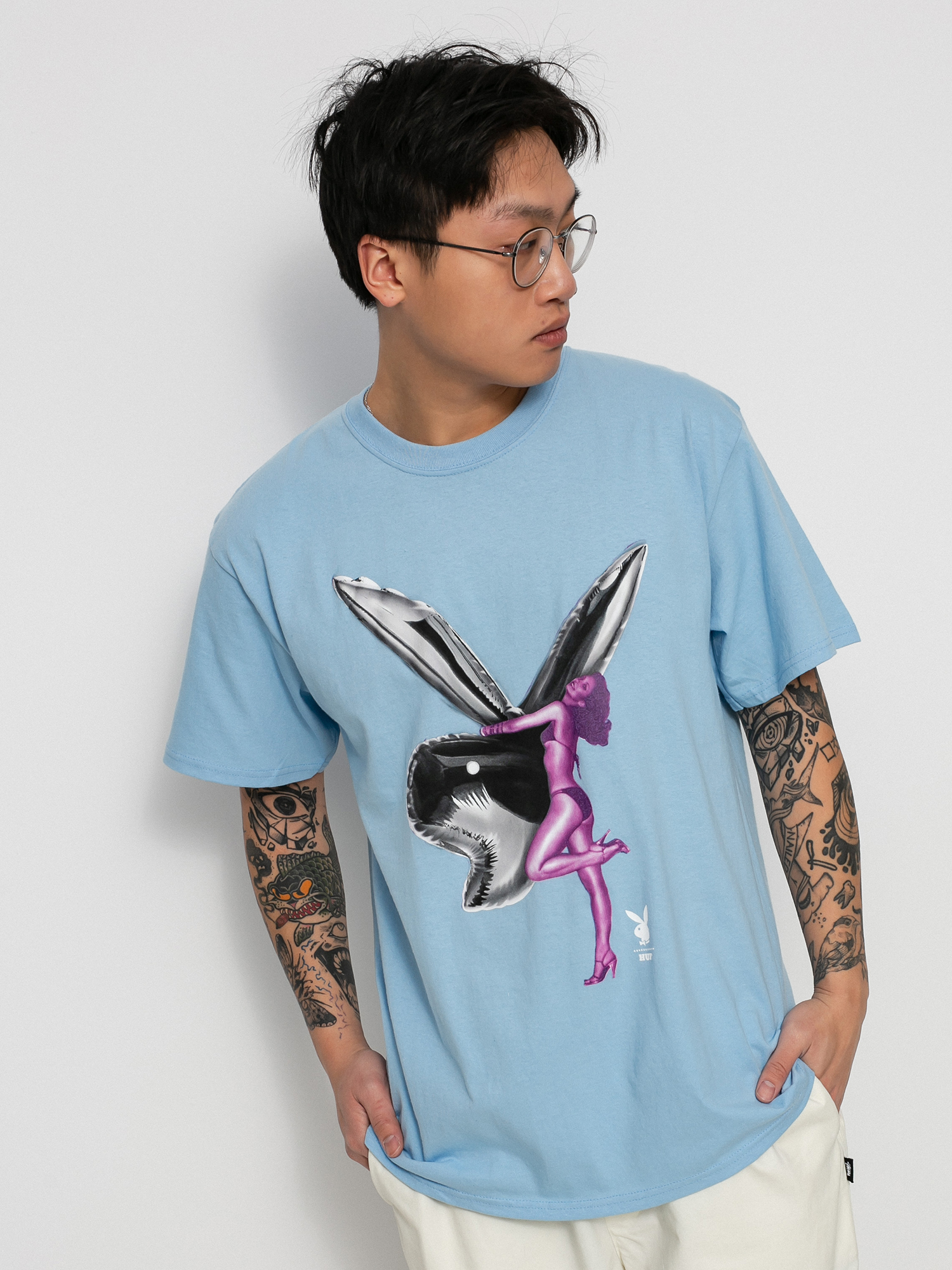 HUF X Playboy Bunny Balloon póló (light blue)