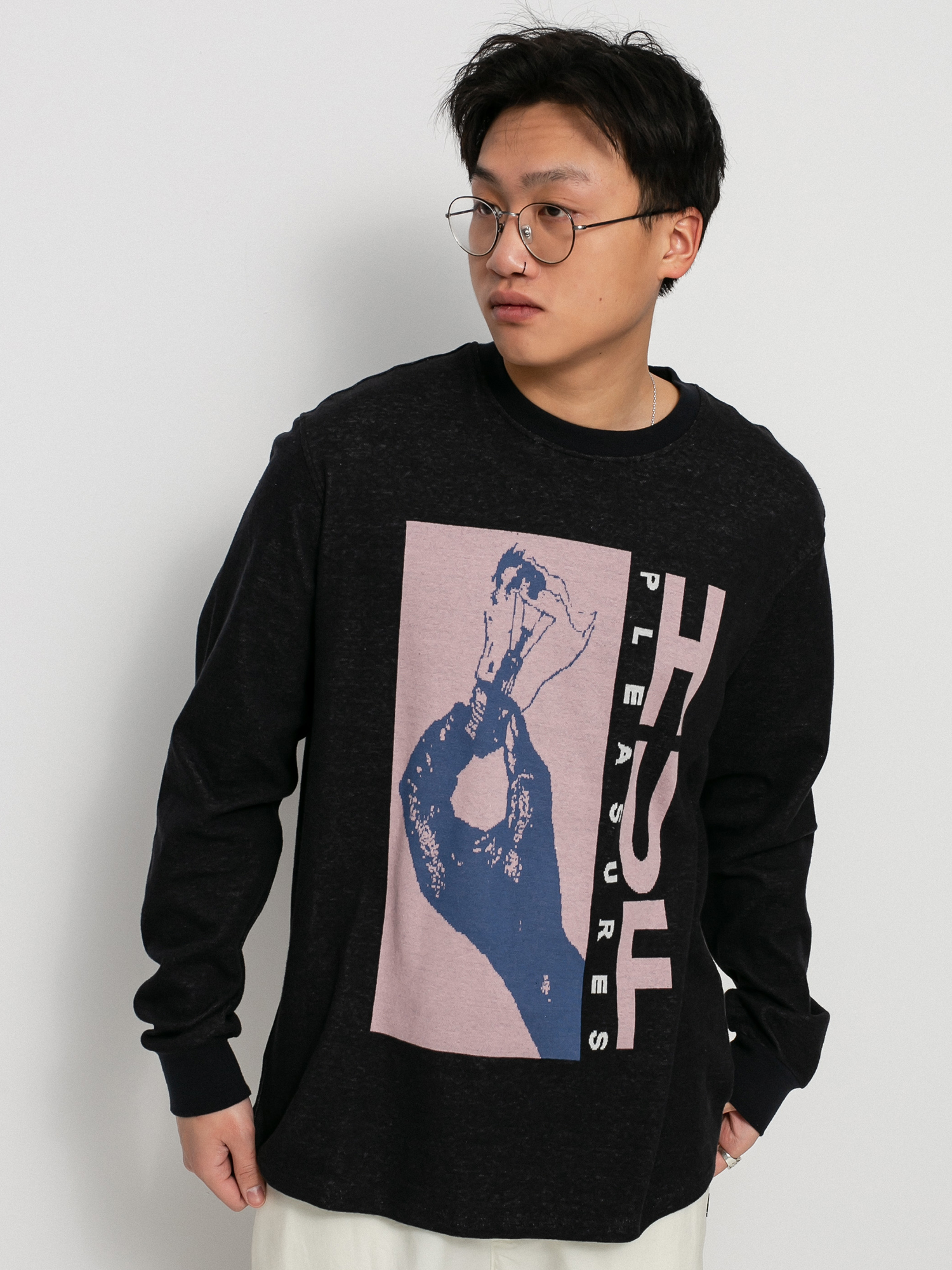 HUF X Pleasures Light Up Jacquard Hosszú ujjú felső (black)