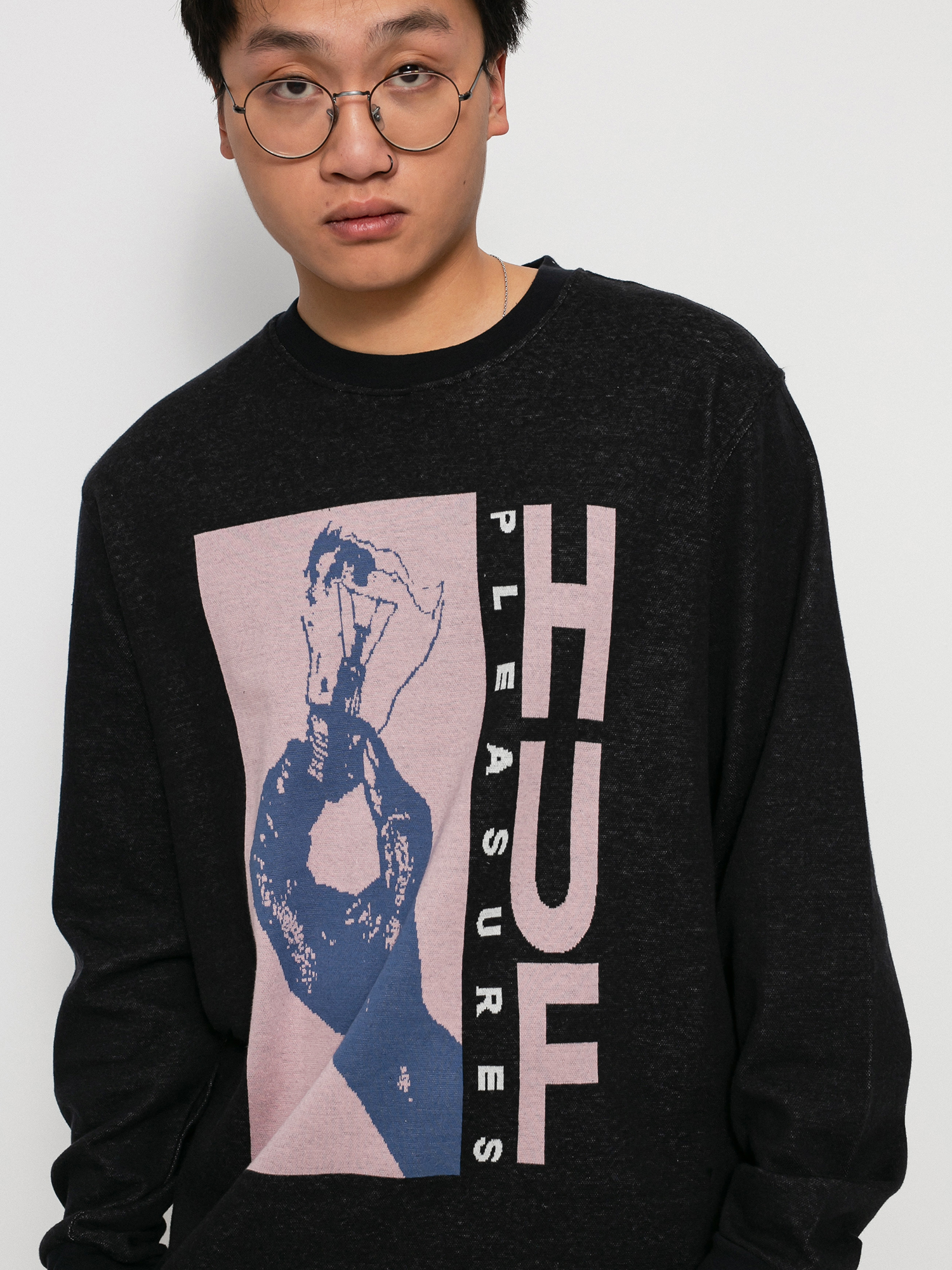 HUF X Pleasures Light Up Jacquard Hosszú ujjú felső (black)
