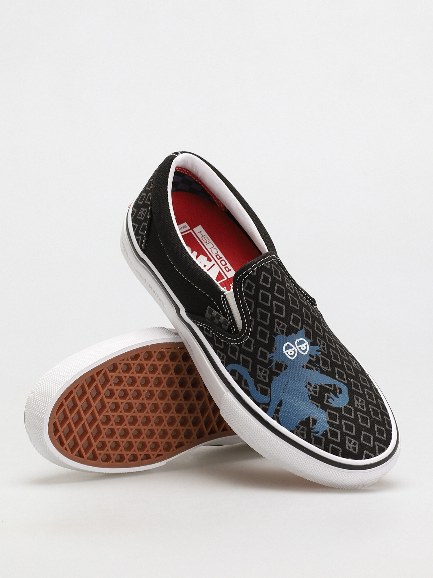 Vans X KROOKED Skate Slip On Cipők (by natas for ray/black)