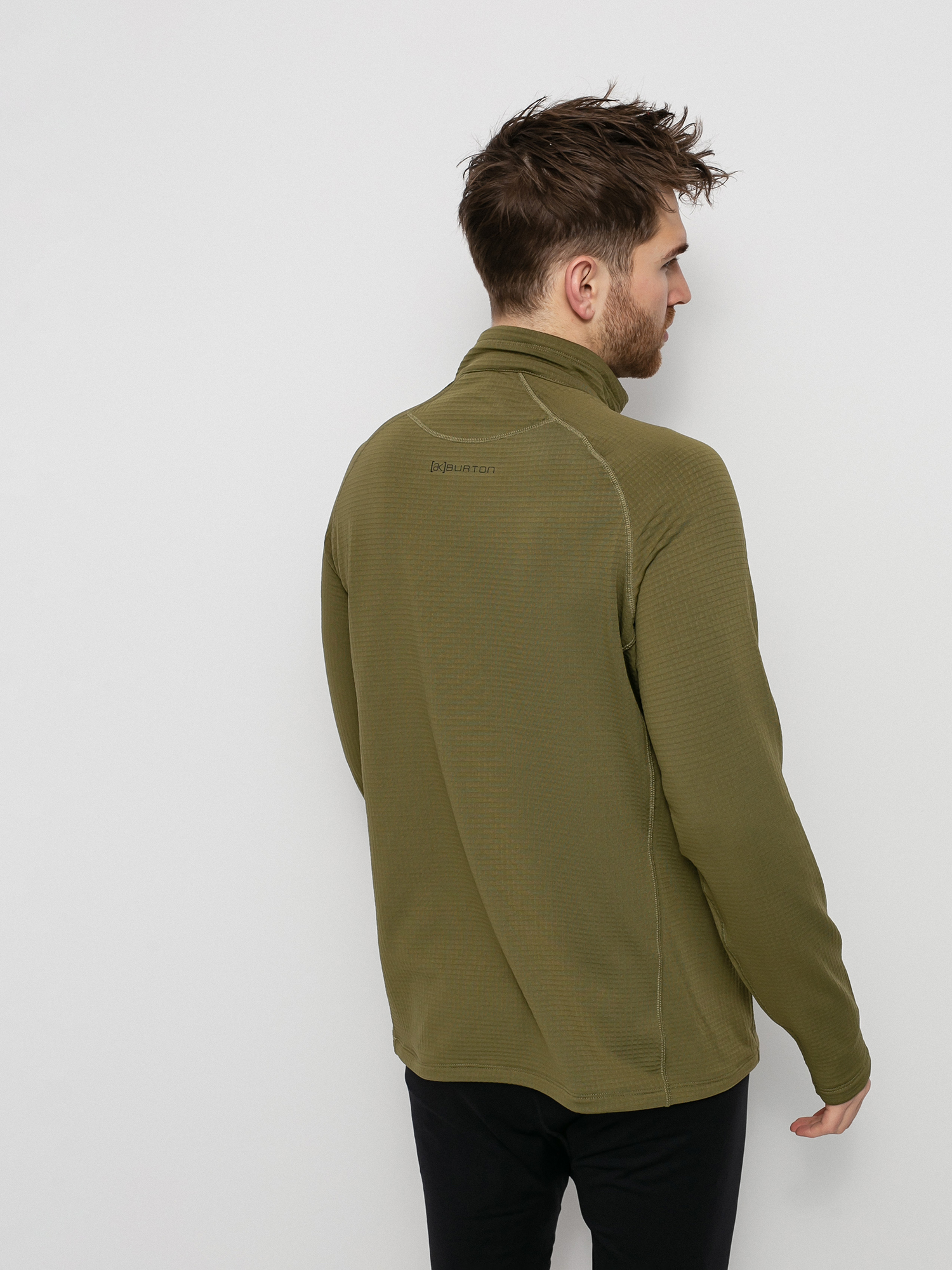 Férfi Burton Ak Helium Grid Fleece Half Zip Polár pulóver (martini olive)