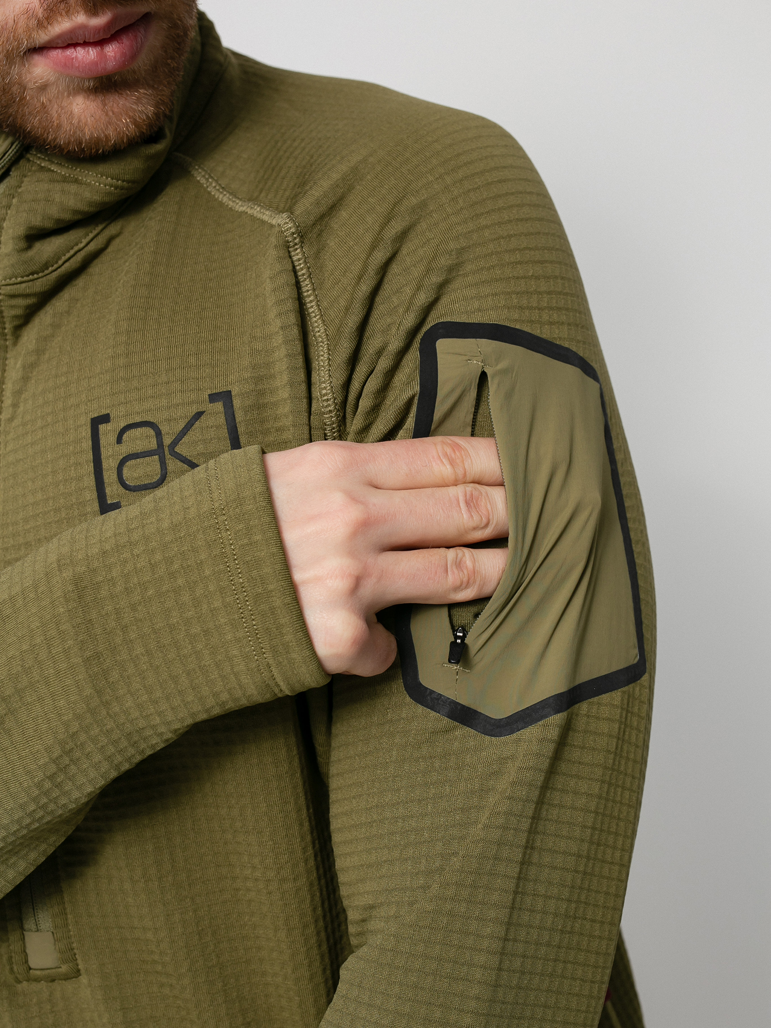 Férfi Burton Ak Helium Grid Fleece Half Zip Polár pulóver (martini olive)