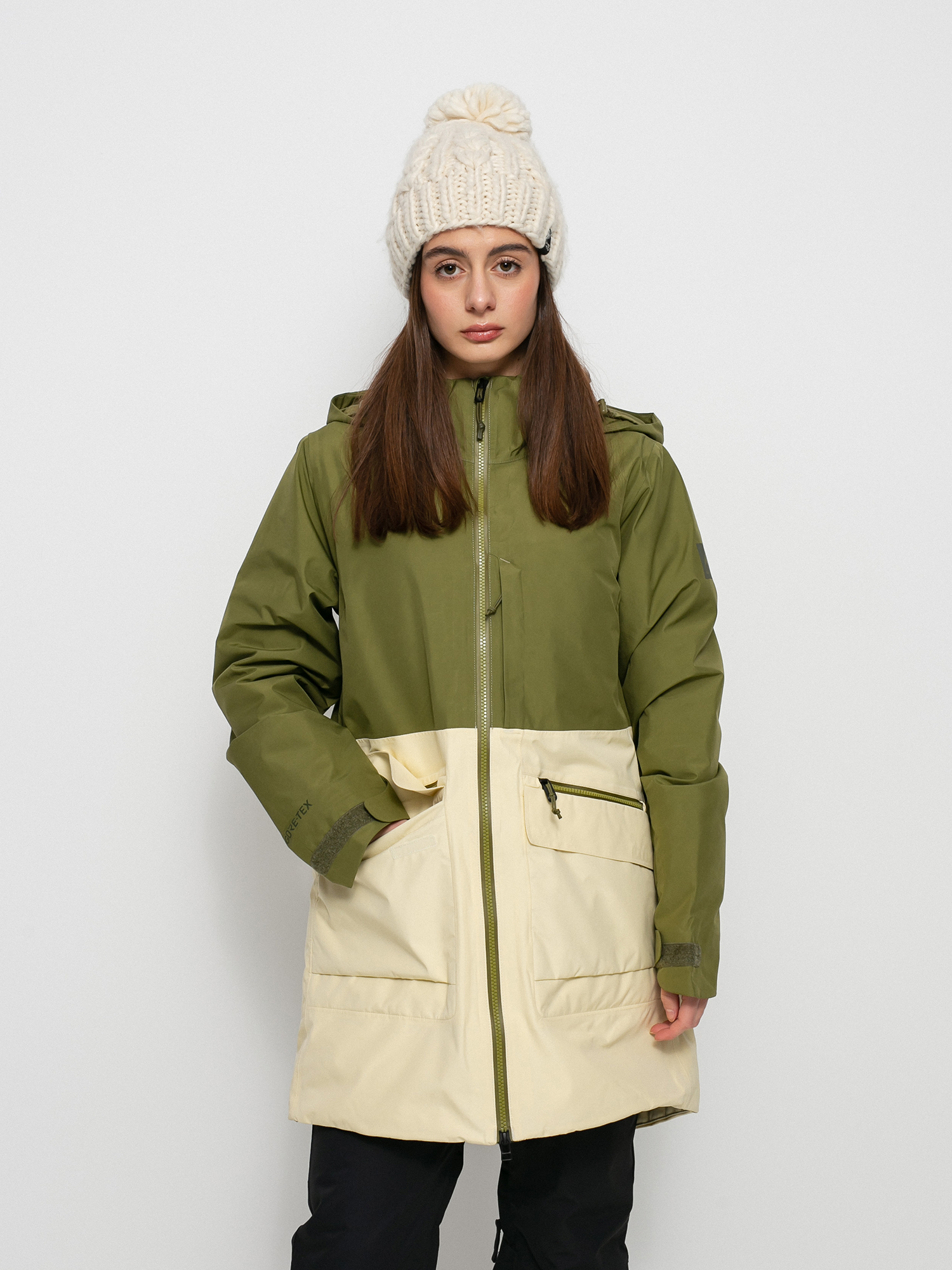 Női Burton Gore Tex Treeline Snowboard dzseki (martini olive/creme brulee)