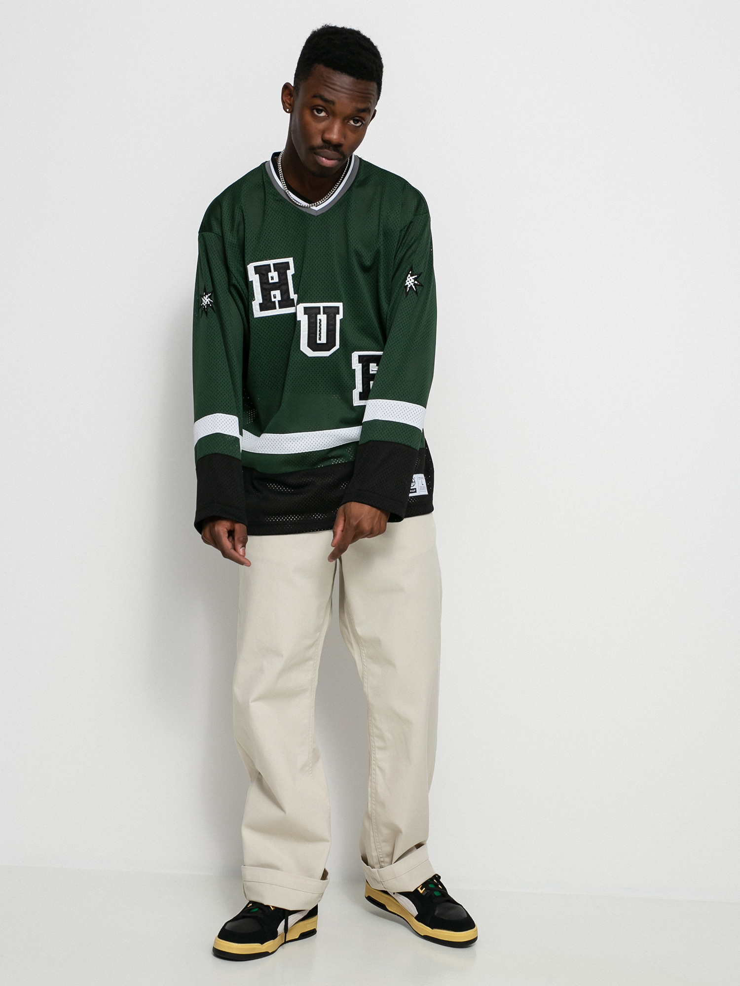 HUF Star Hockey Jersey póló (dark green)