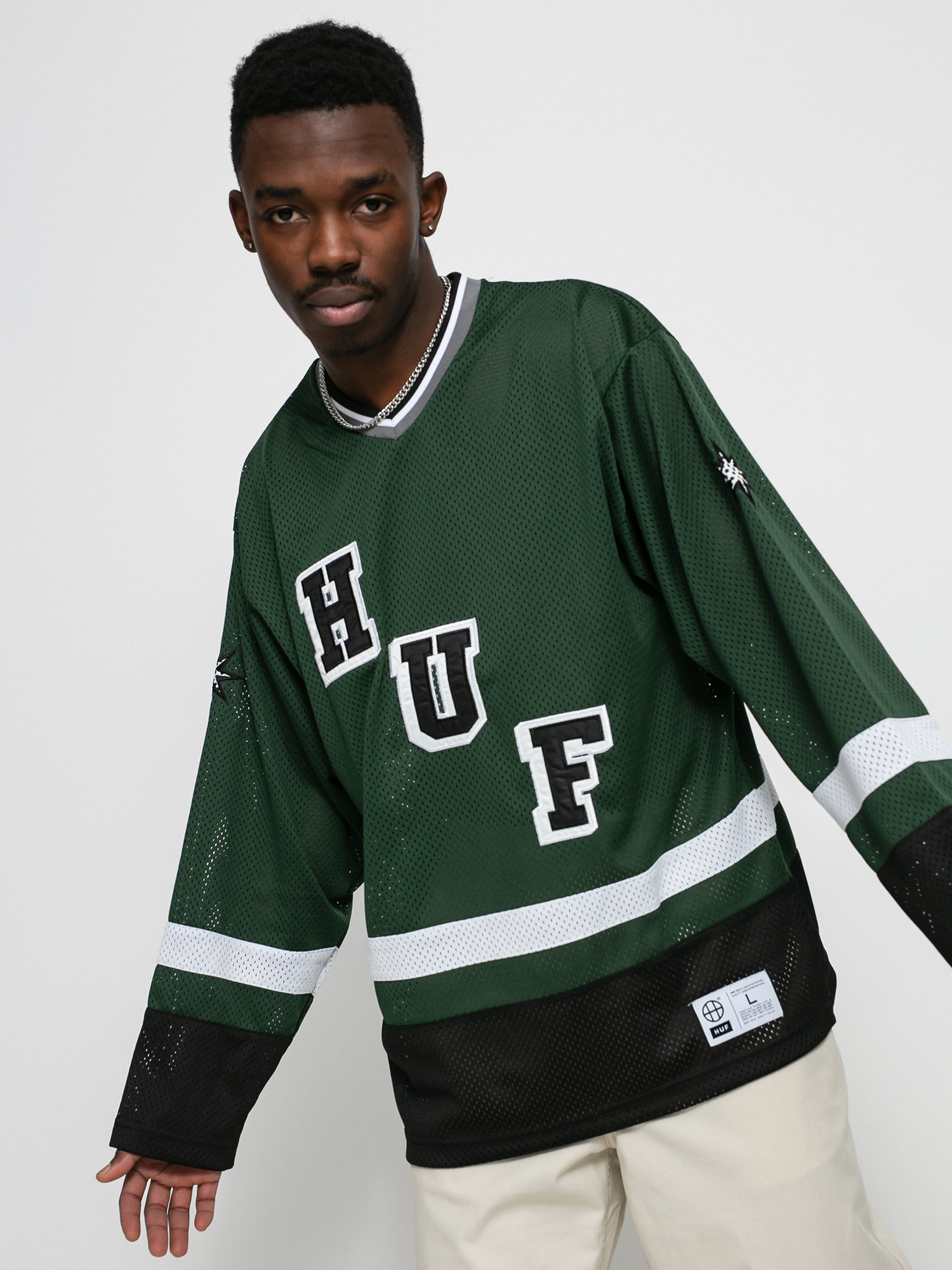 HUF Star Hockey Jersey póló (dark green)