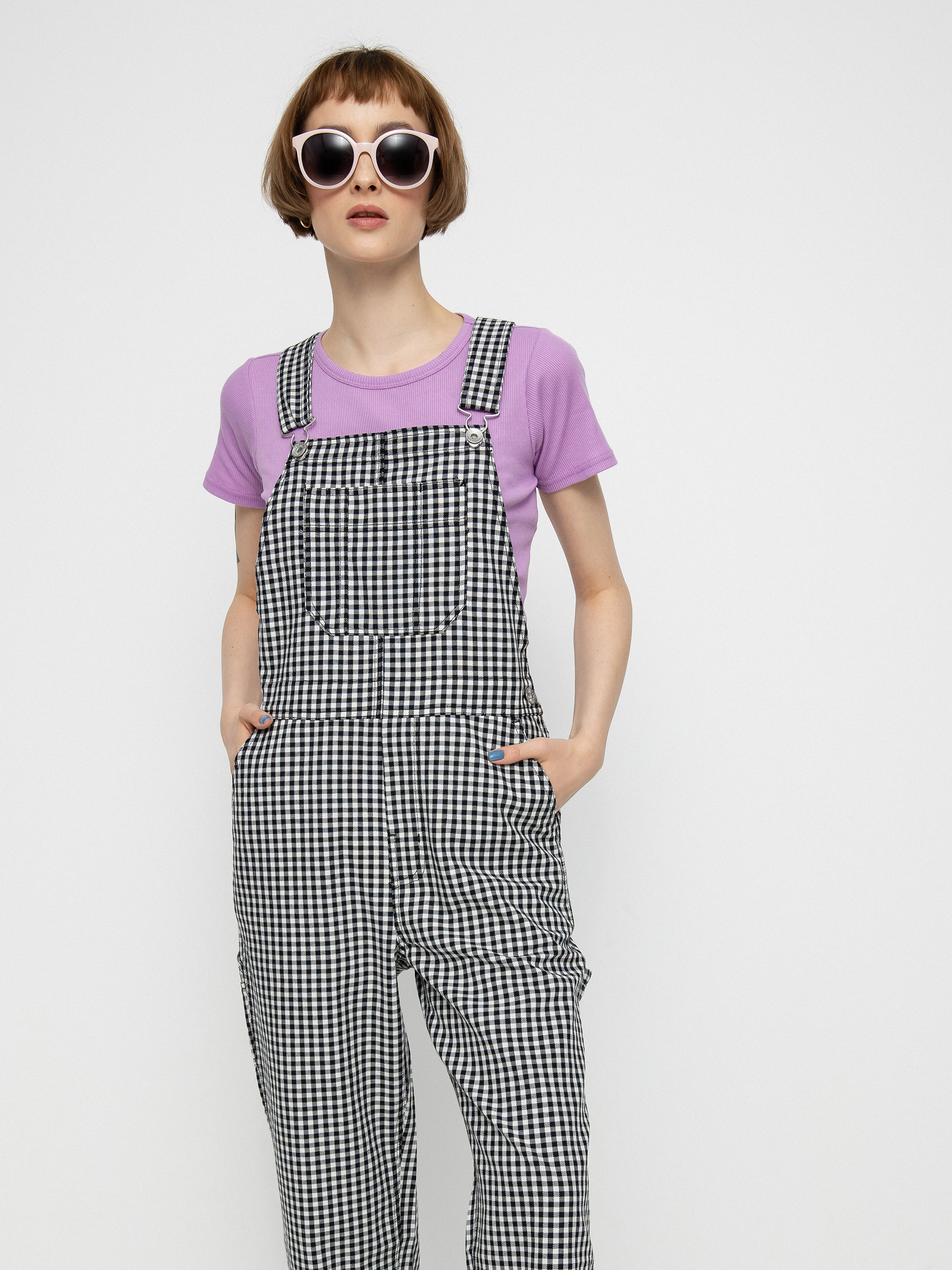 Brixton Christina Crop Overall Kisnadrág Wmn (black gingham)