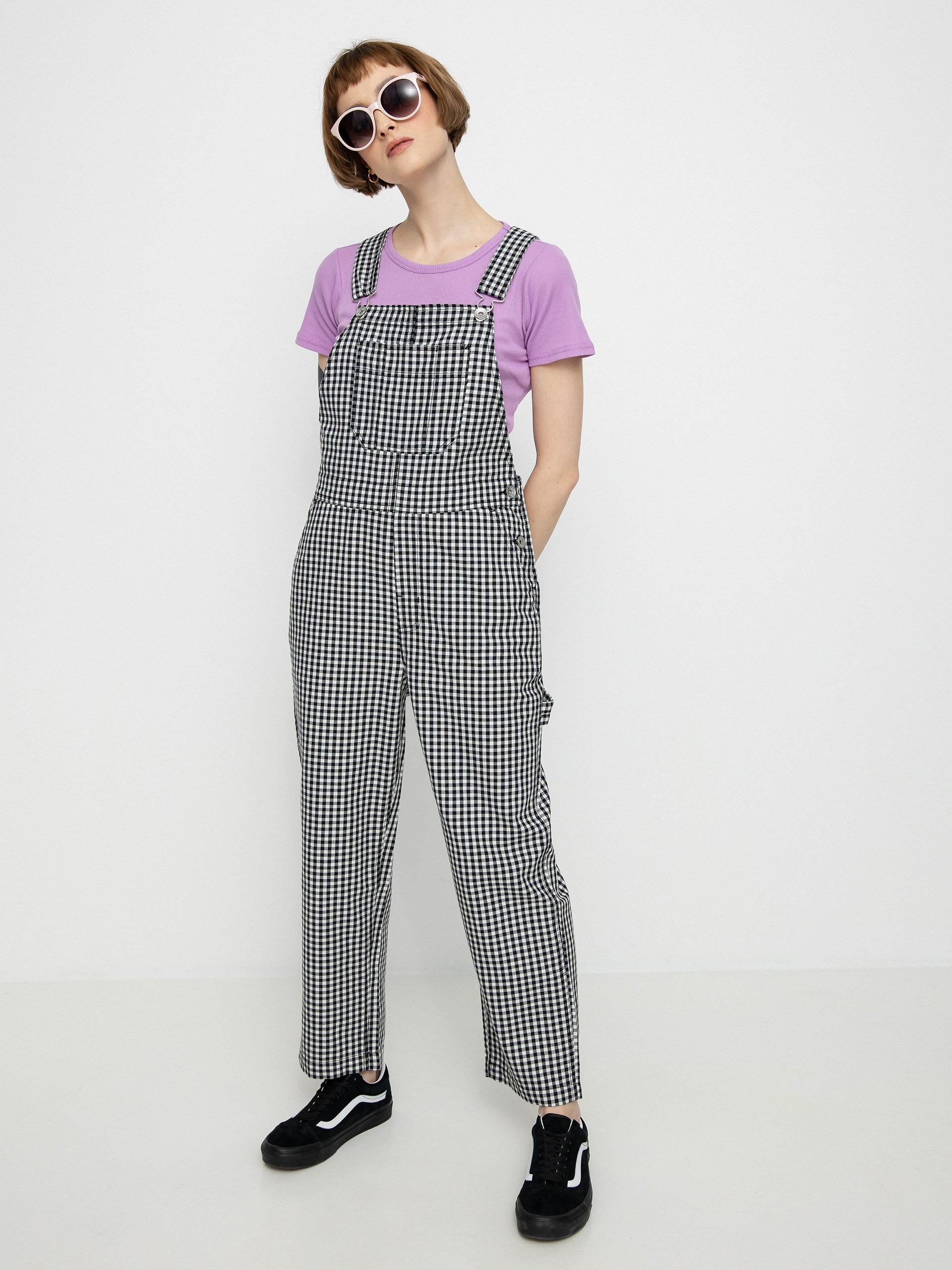 Brixton Christina Crop Overall Kisnadrág Wmn (black gingham)