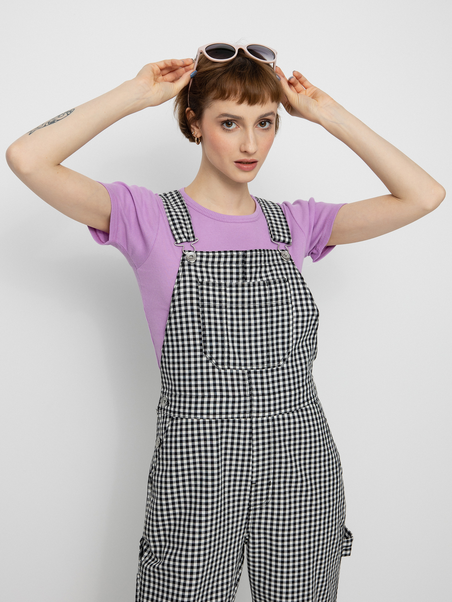 Brixton Christina Crop Overall Kisnadrág Wmn (black gingham)