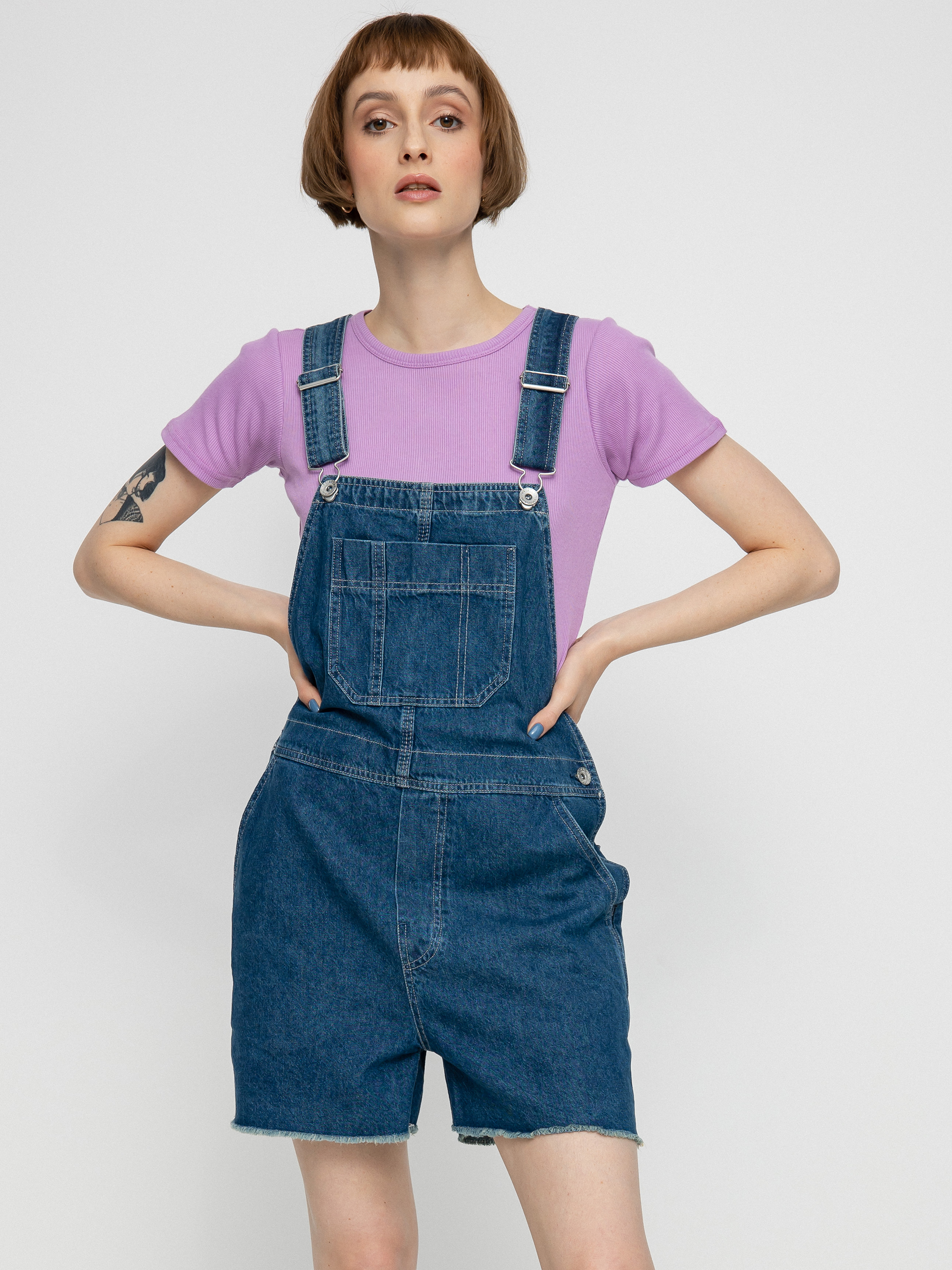 Brixton Christina Short Overall Rövidnadrág Wmn (indigo rinse)