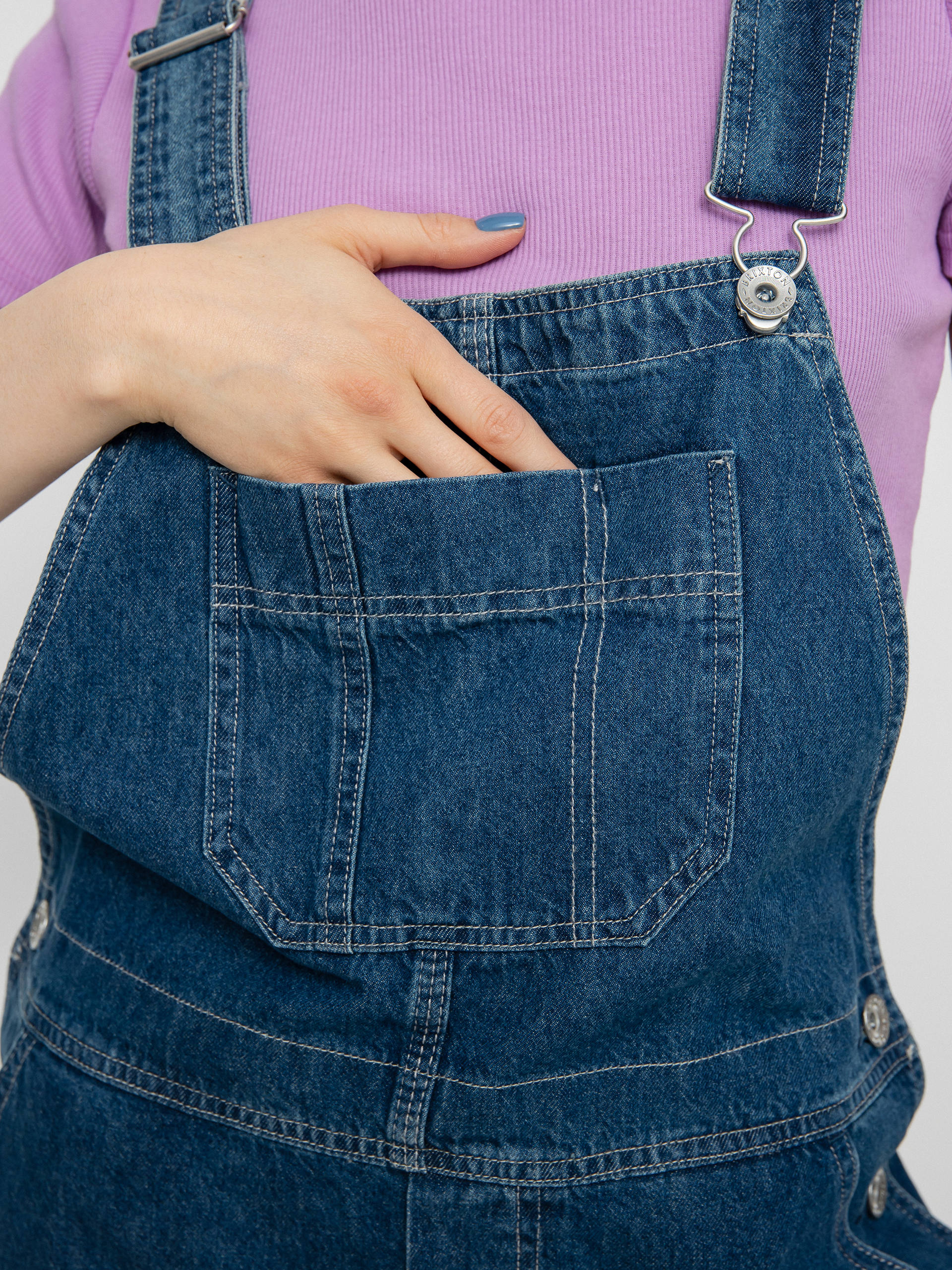 Brixton Christina Short Overall Rövidnadrág Wmn (indigo rinse)