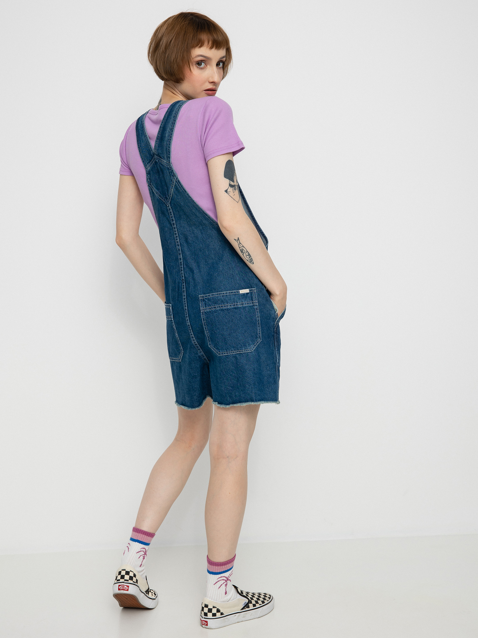 Brixton Christina Short Overall Rövidnadrág Wmn (indigo rinse)