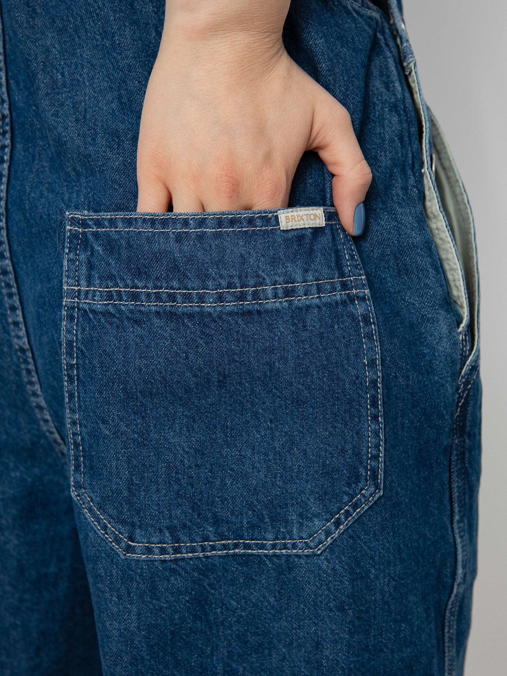 Brixton Christina Short Overall Rövidnadrág Wmn (indigo rinse)