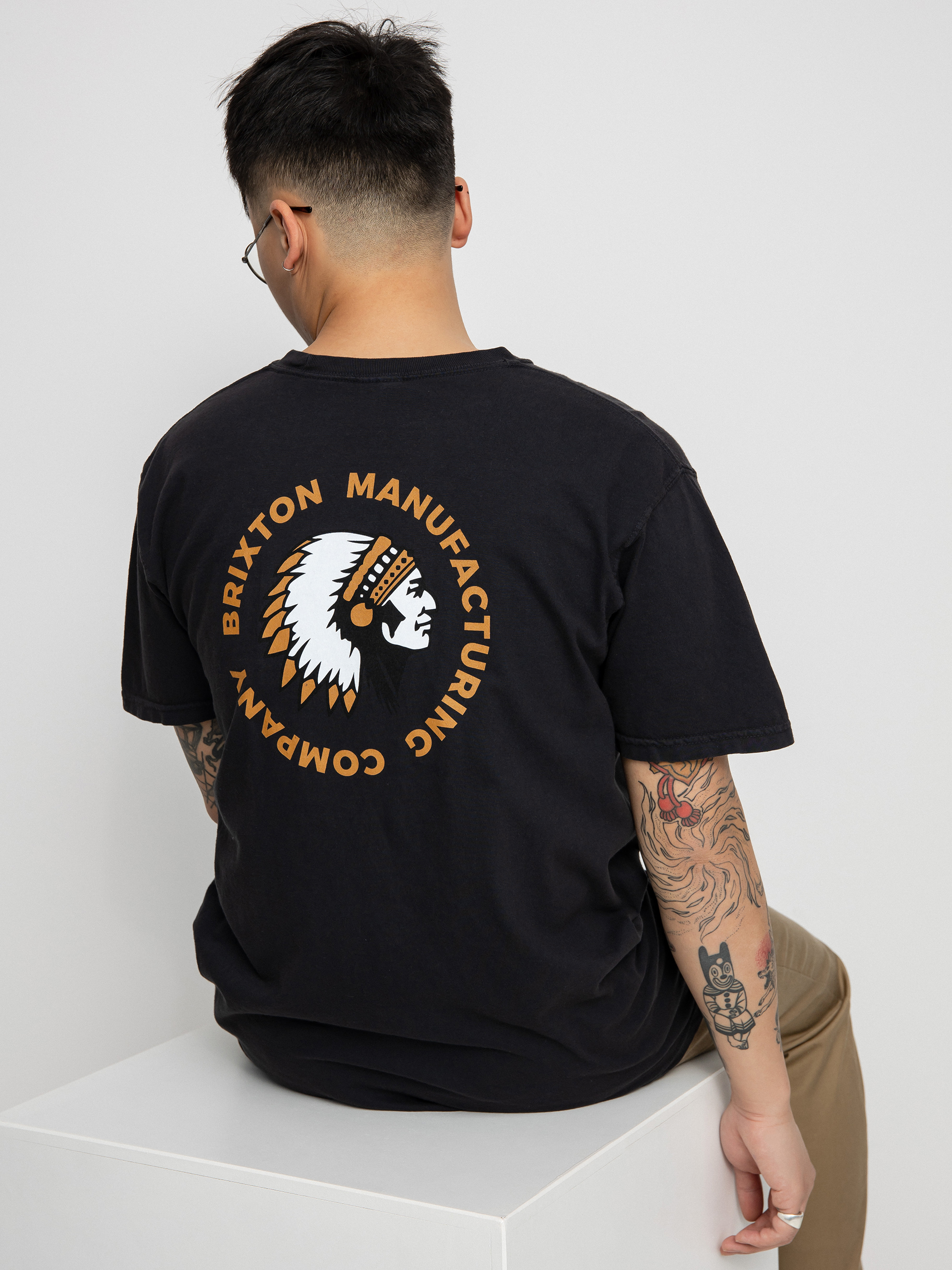 Brixton Rival Stamp póló (black garment dye)