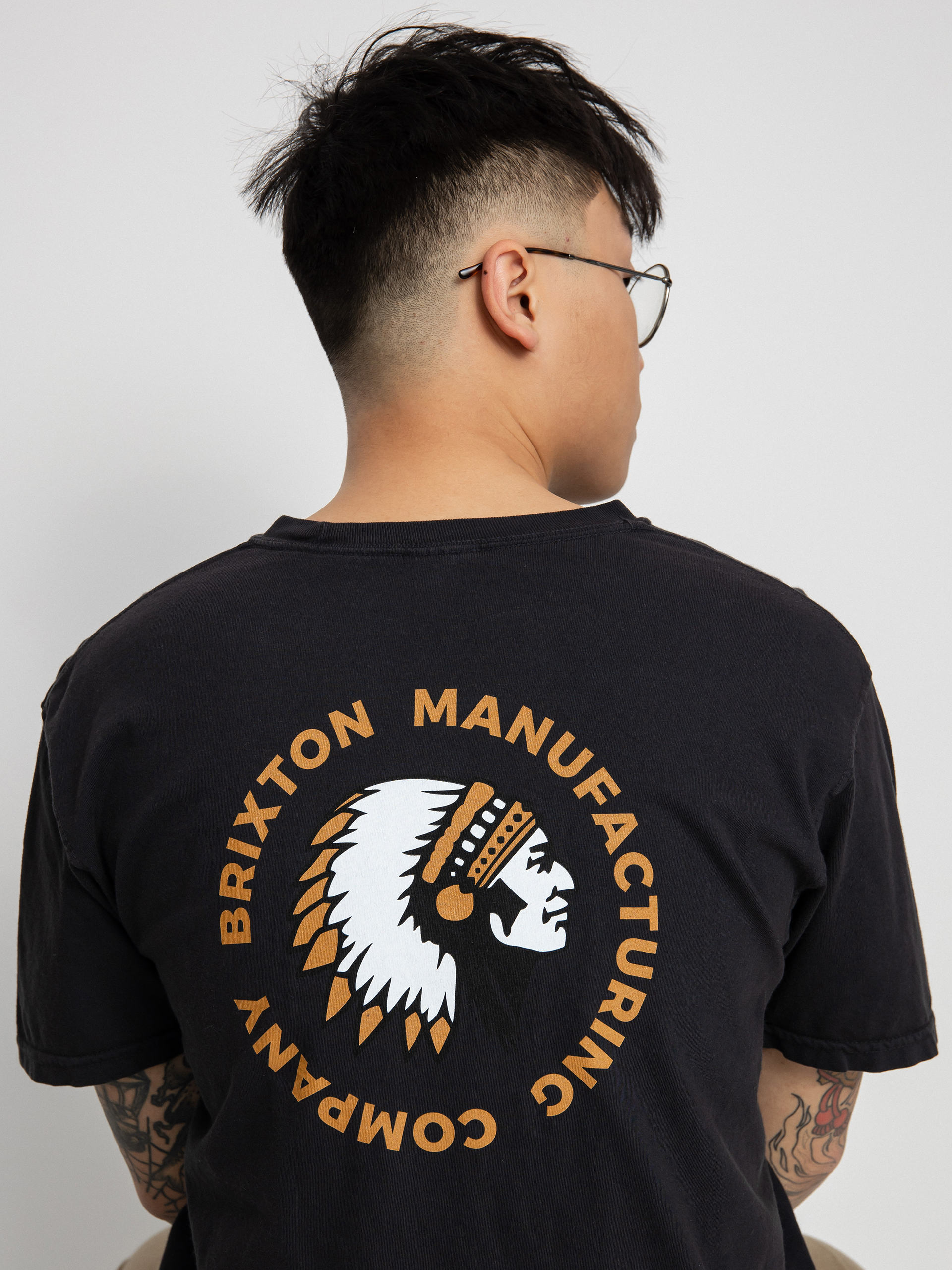 Brixton Rival Stamp póló (black garment dye)