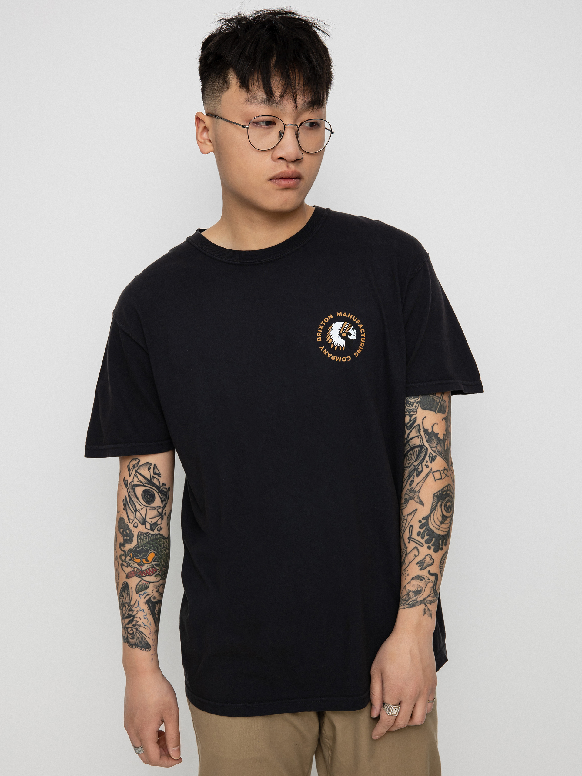 Brixton Rival Stamp póló (black garment dye)