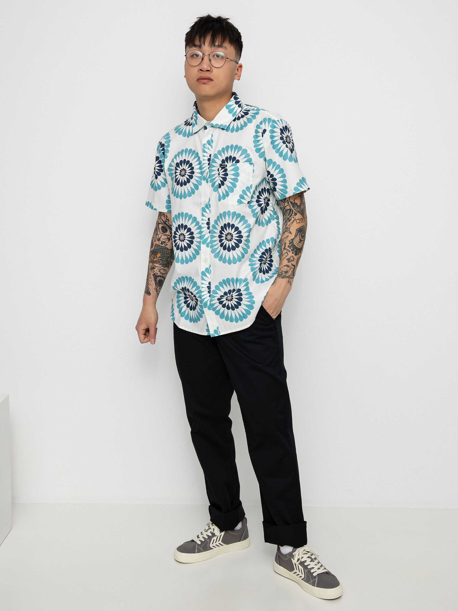 Brixton Charter Print Ing (off white/teal)