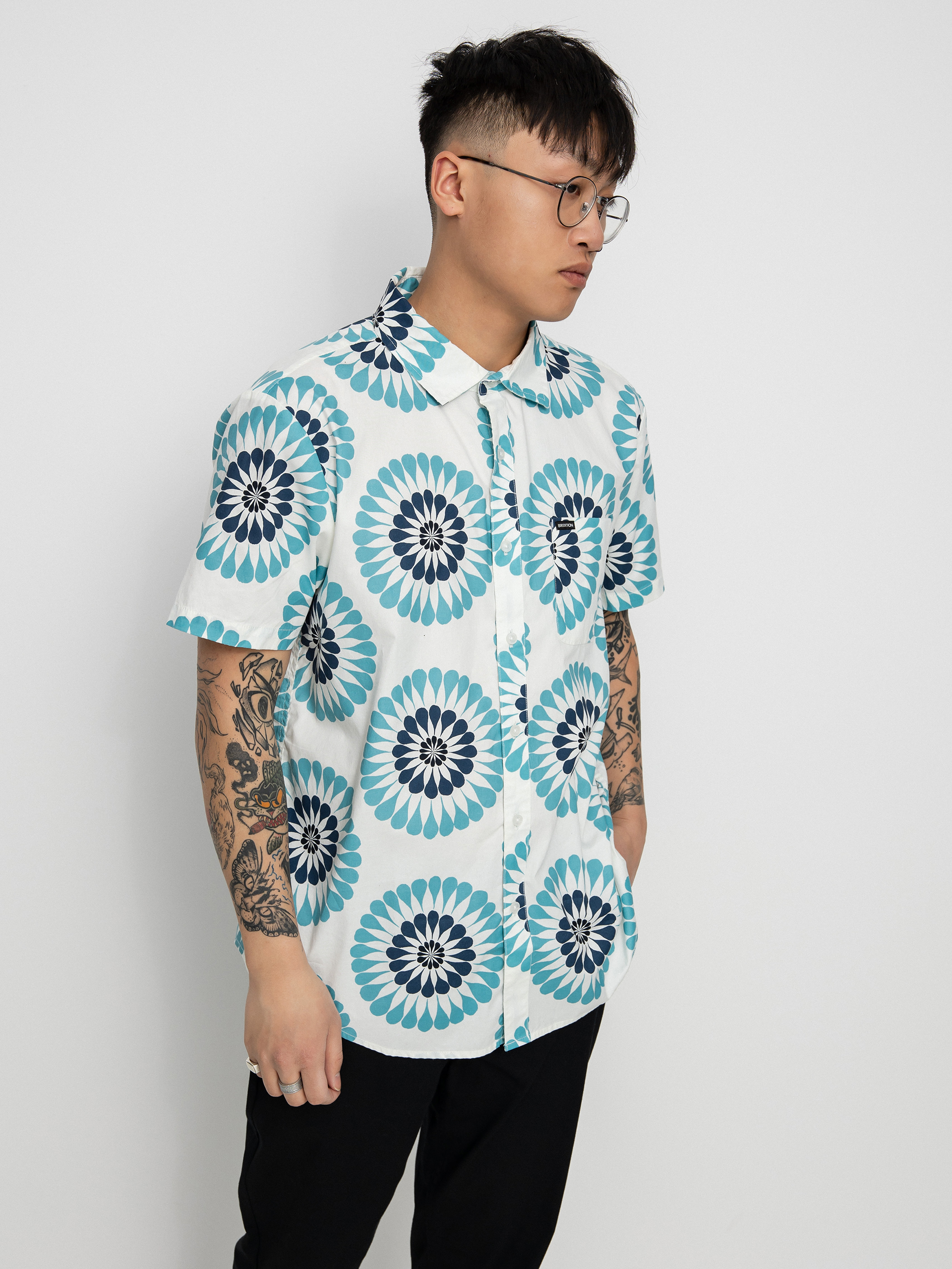 Brixton Charter Print Ing (off white/teal)