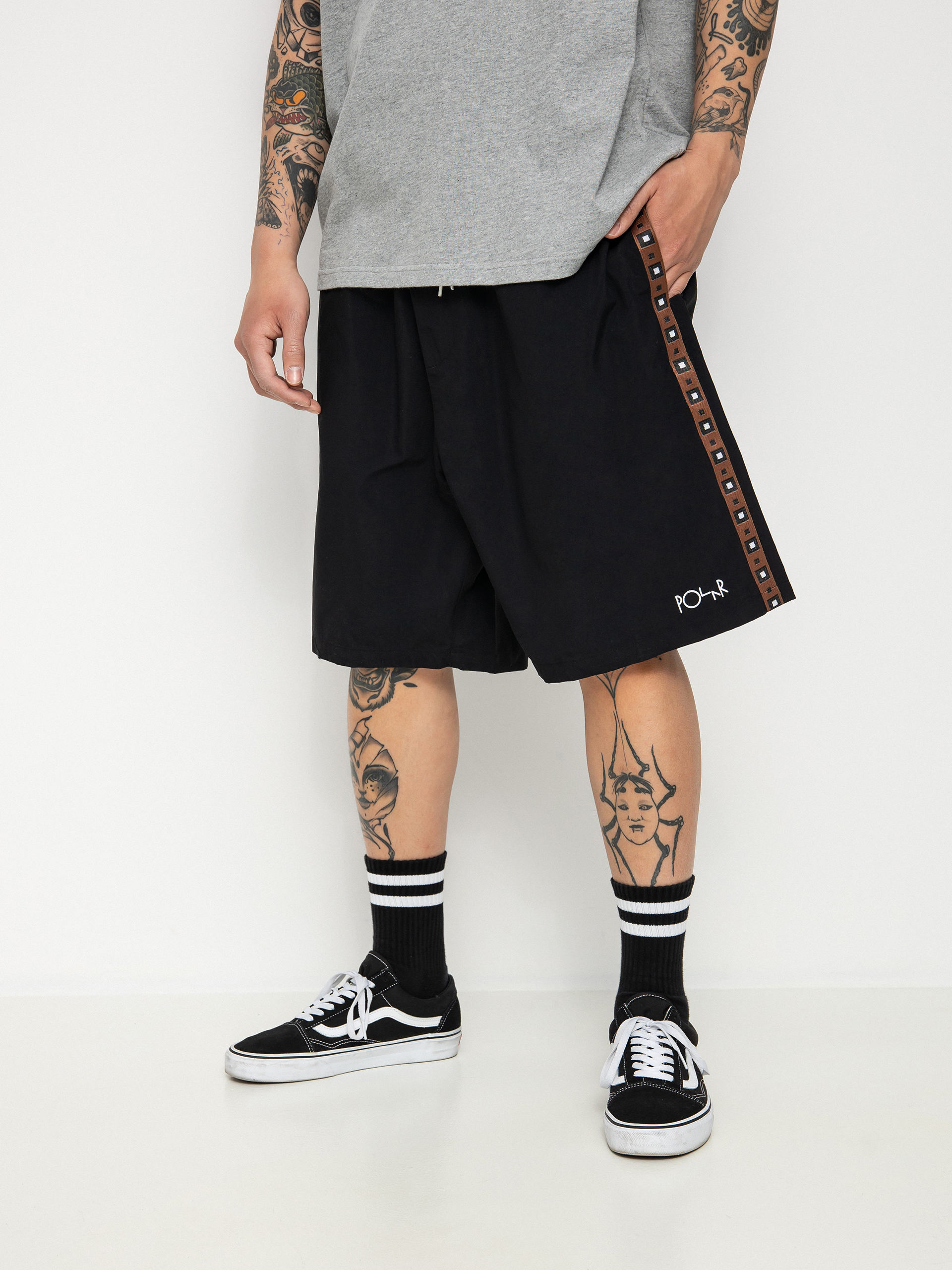 Polar Skate Square Stripe City Swim Rövidnadrág (black/brown)