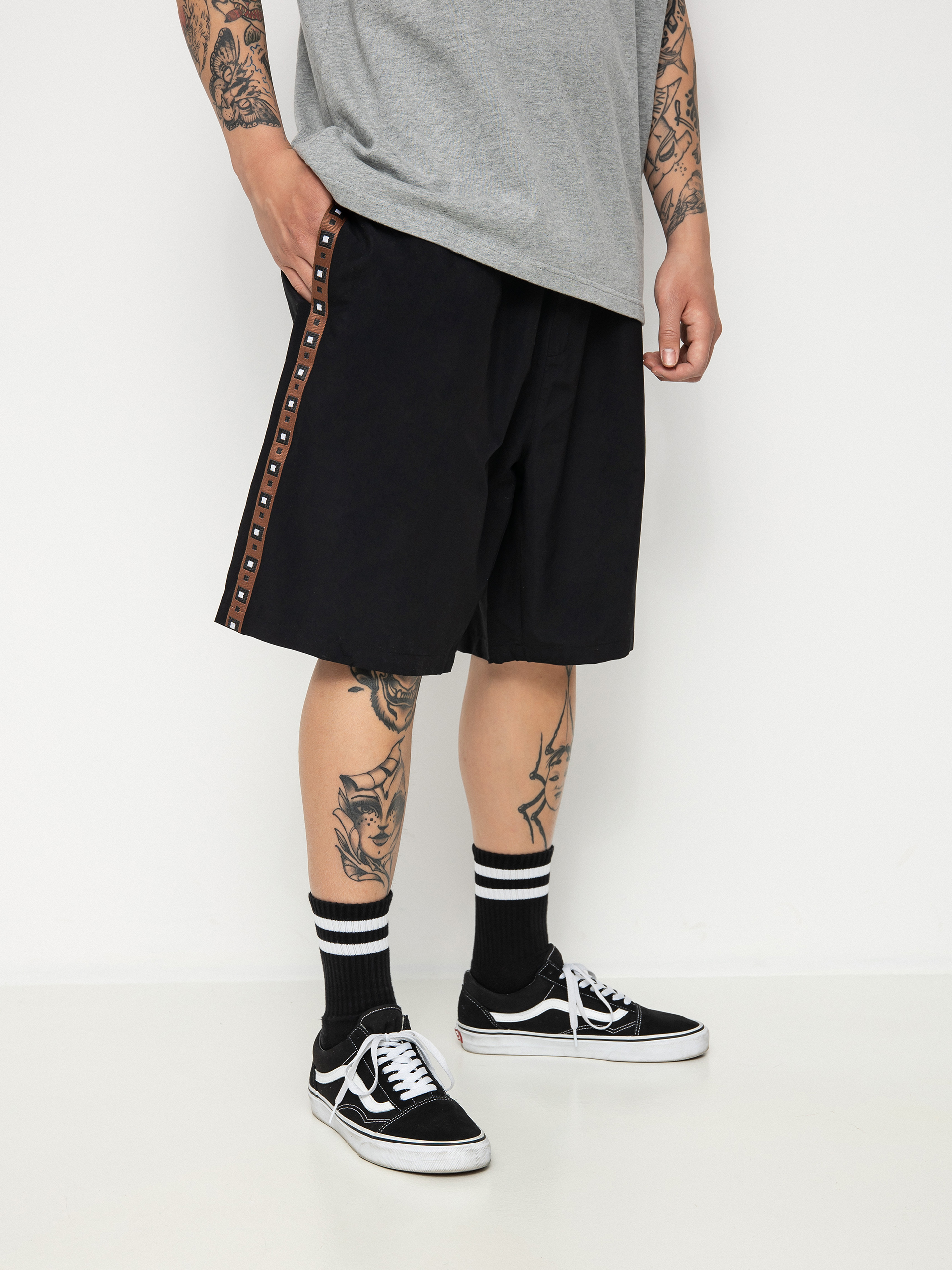 Polar Skate Square Stripe City Swim Rövidnadrág (black/brown)