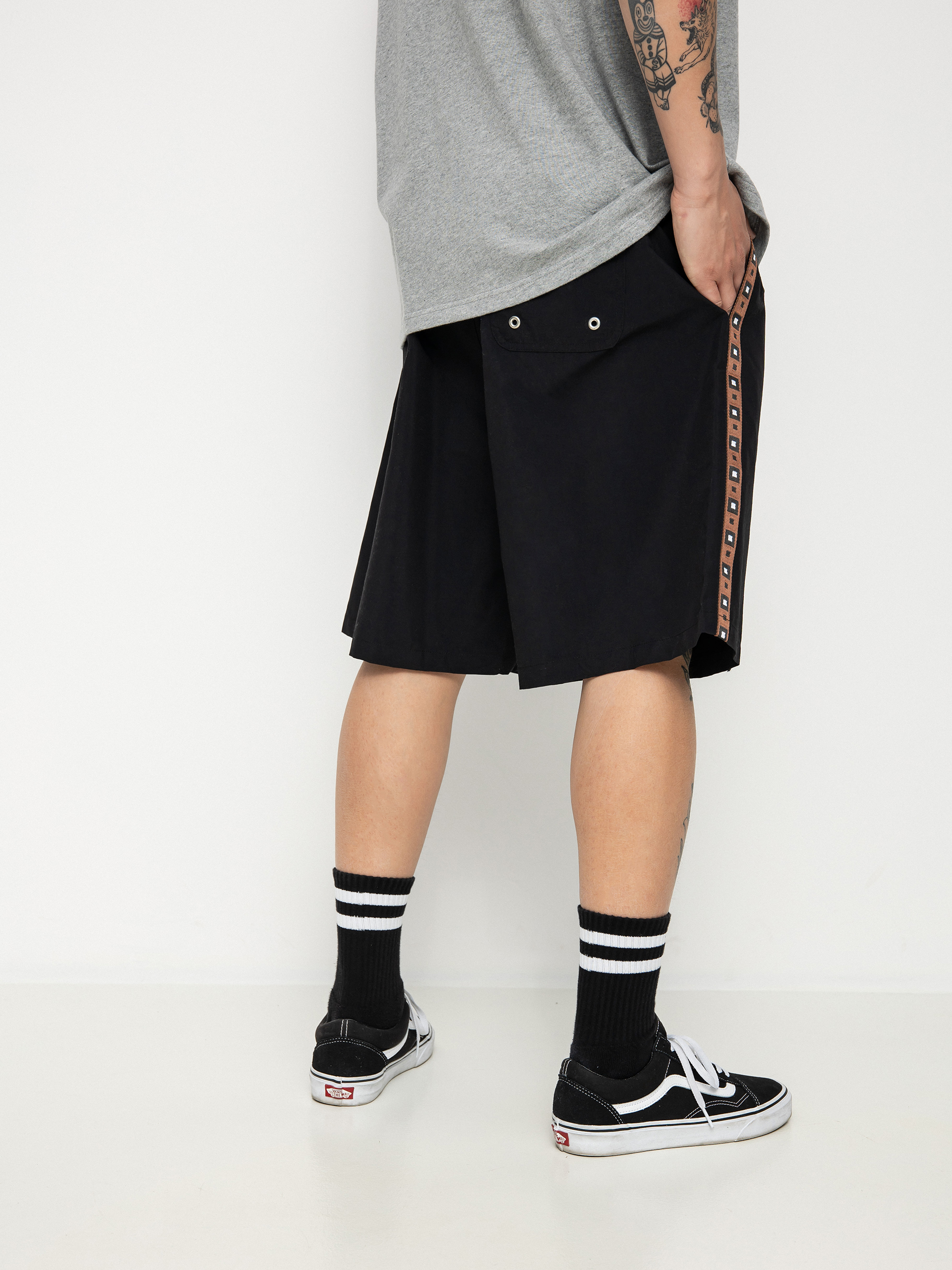 Polar Skate Square Stripe City Swim Rövidnadrág (black/brown)